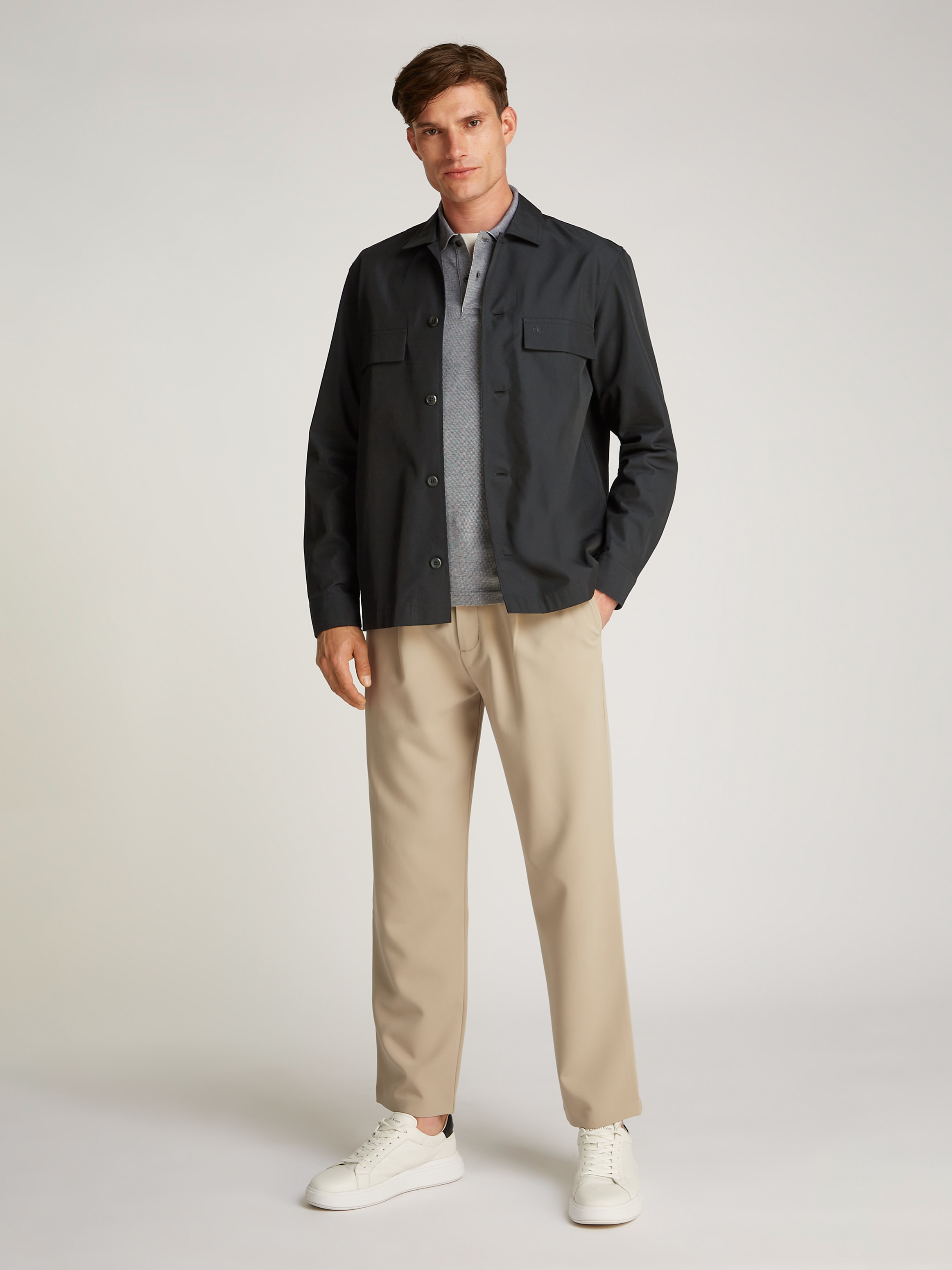 Calvin Klein Langarmhemd »COTTON BLEND OVERSHIRT«, mit Logoprint