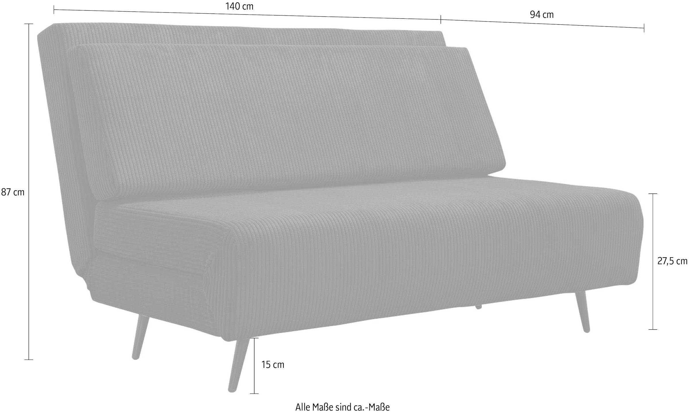 andas Schlafsofa »Linnea in Cord und Feinstruktur,«, Daybed mit aufklappbarer Liegefläche