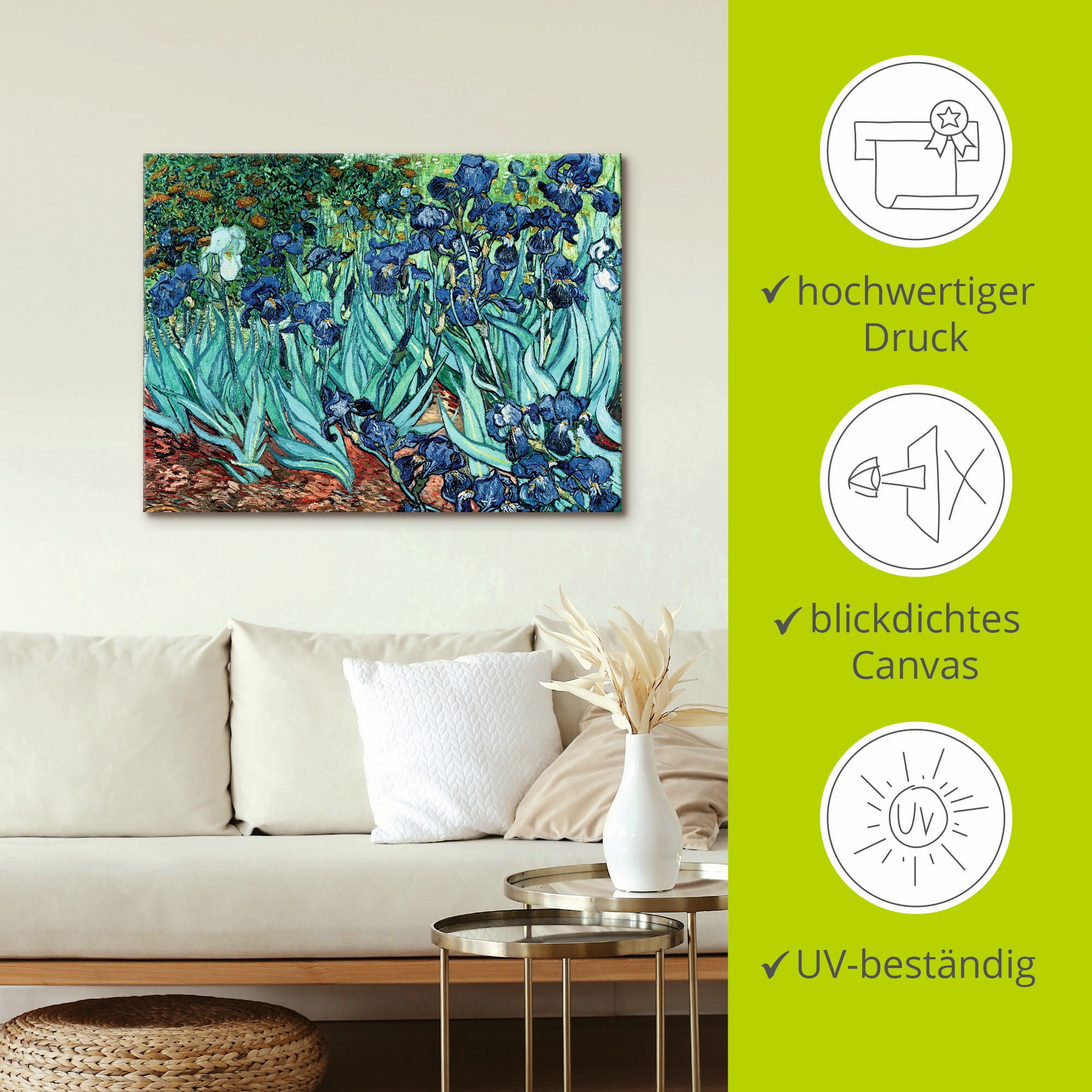 Artland Leinwandbild »Iris (Schwertlilien). 1889« Blumen 1 Stk. tlg. auf Keilrahmen gespannt