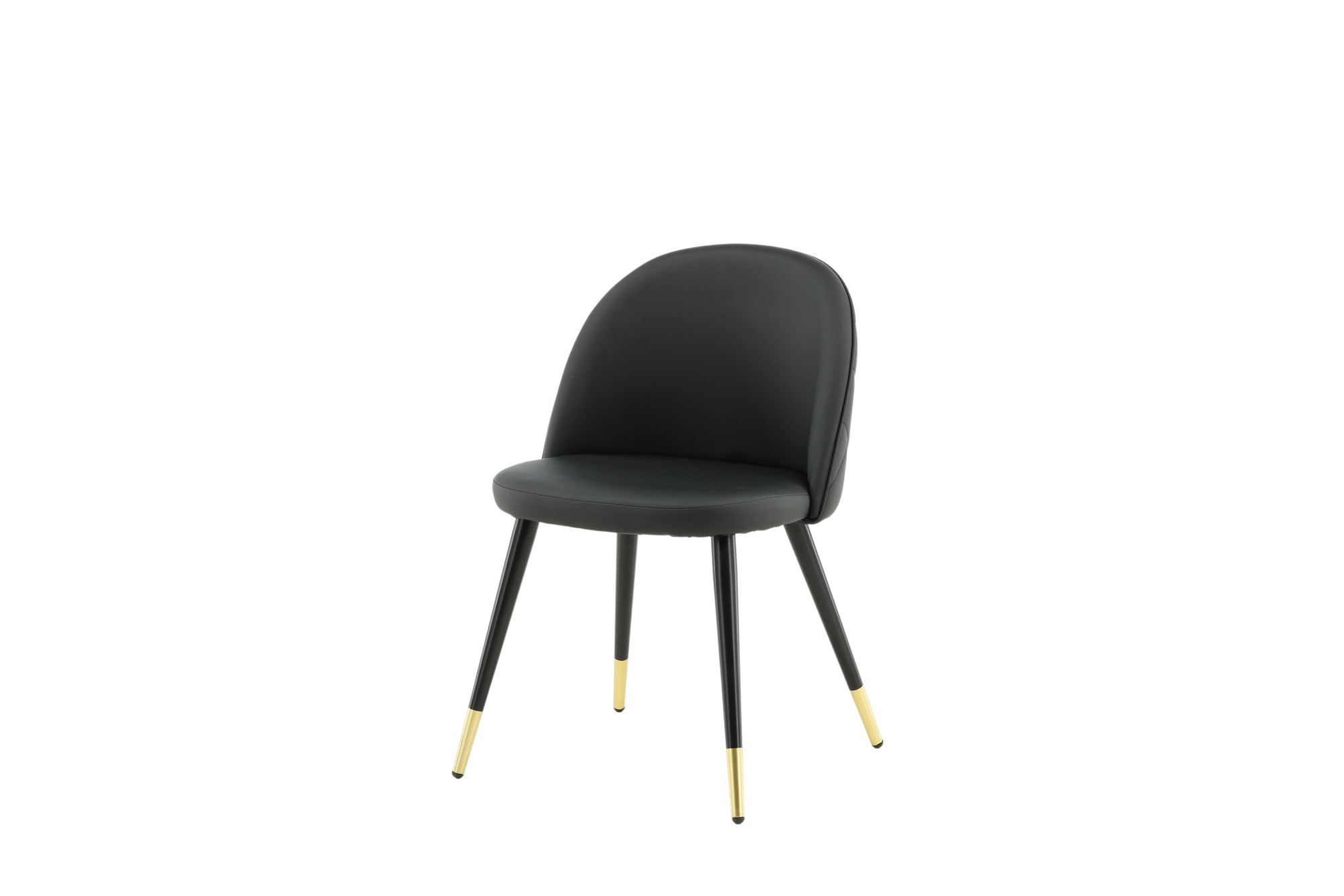Venture Home Esszimmerstuhl »Velvet Stitches, 2er-Set Esszimmerstühle in Schwarz-PU, 150 kg« () 2 Stk.Polsterstuhl, Lederlook, schwarze Metallbeine, abgerundet, edel
