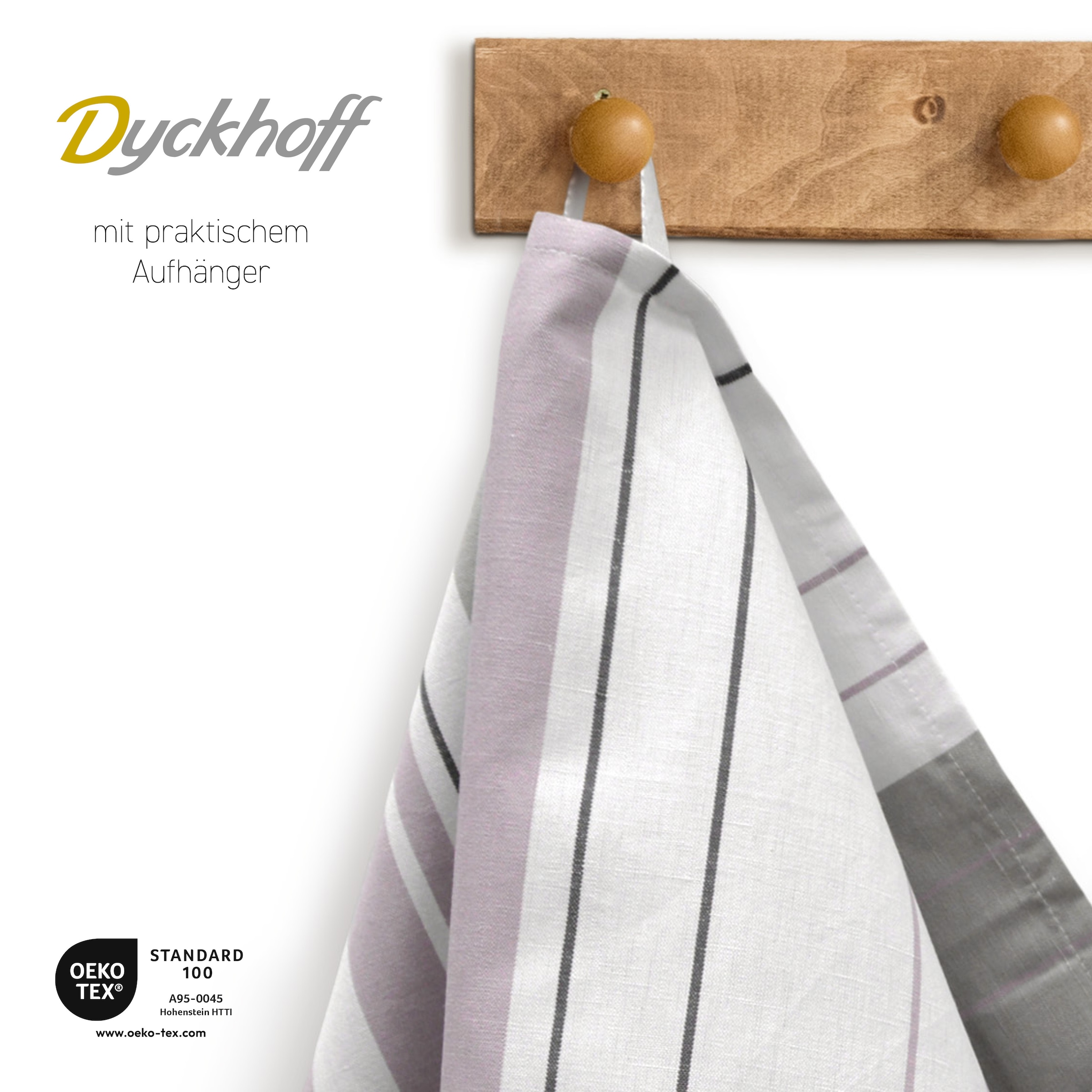 Dyckhoff Geschirrtuch »Streifenvielfalt«, (Set, 3 tlg., 1 x 3er Set (50 x 70 cm), Halbleinen, fusselarm
