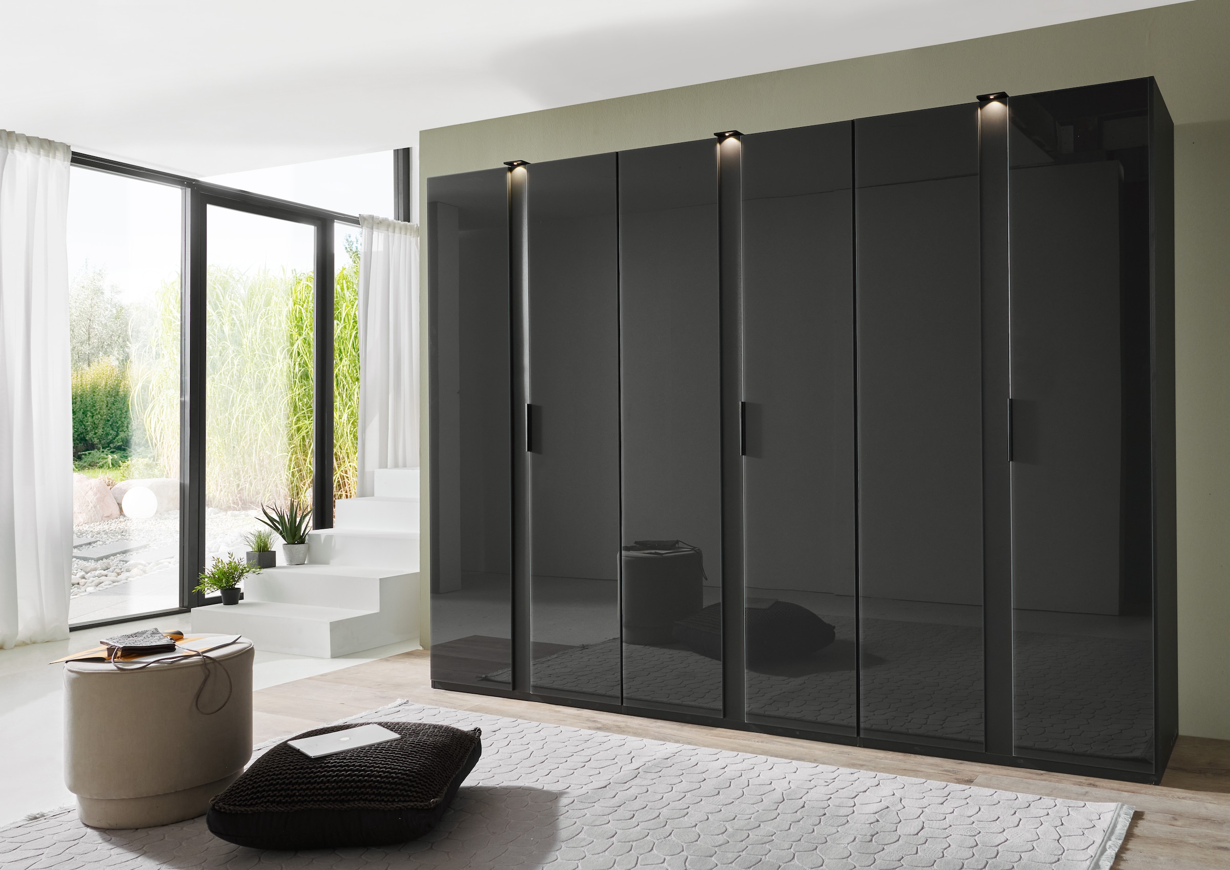 Wimex Drehtürenschrank »Rimini by fresh to go, 200, 250 oder 300cm Breite, 216cm hoch«, LED Bleuchtung inklusive, mit Glasfronten, Metallgriffen