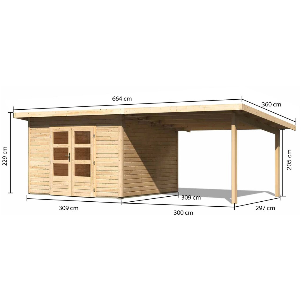 Karibu Gartenhaus »Perlsee 3«, (Set), mit Anbaudach