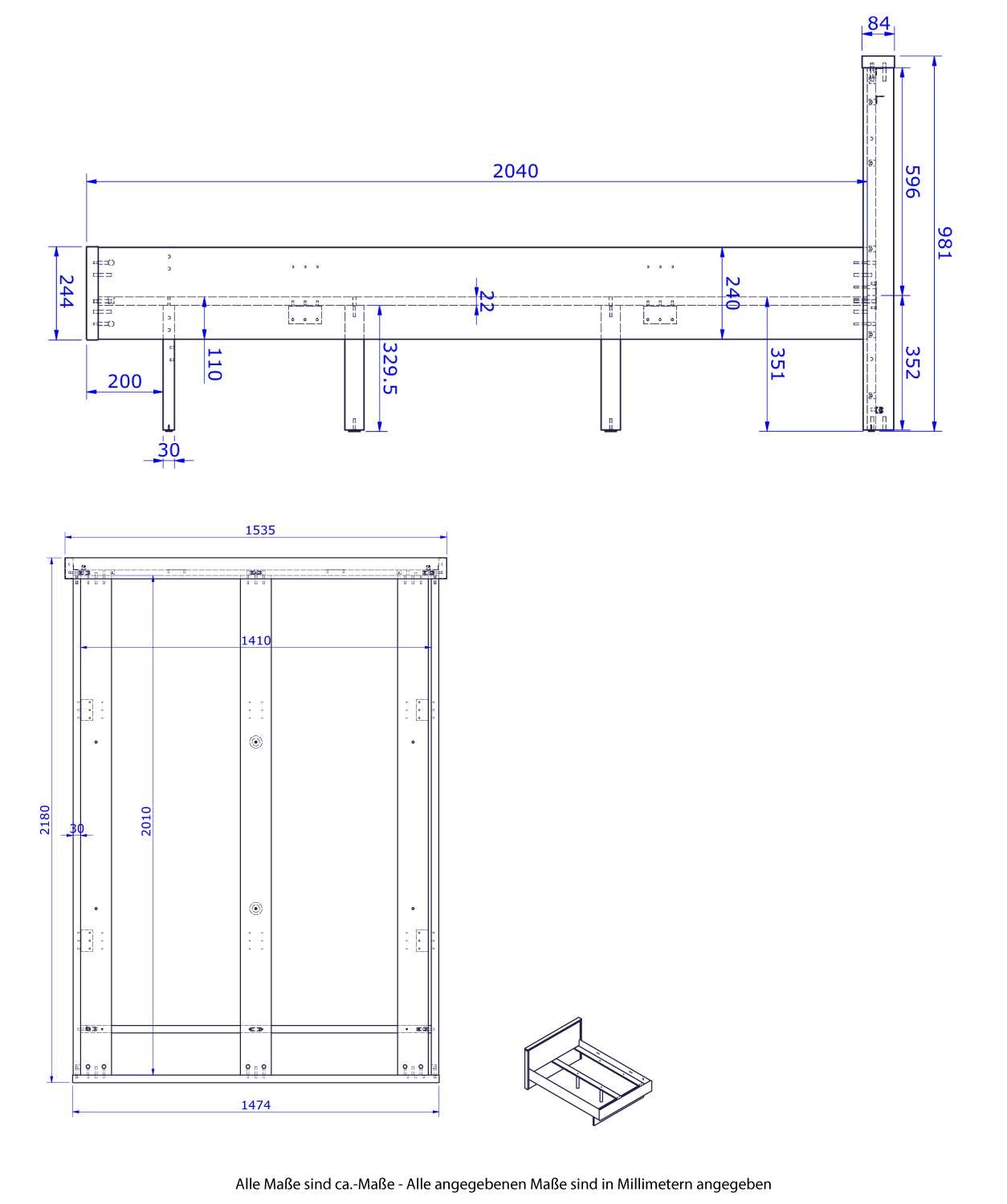 Composad Bettgestell »King-Size-Bett«, (1 tlg.), Mit Platz für Aufbewahrungsschublade (nicht enthalten)