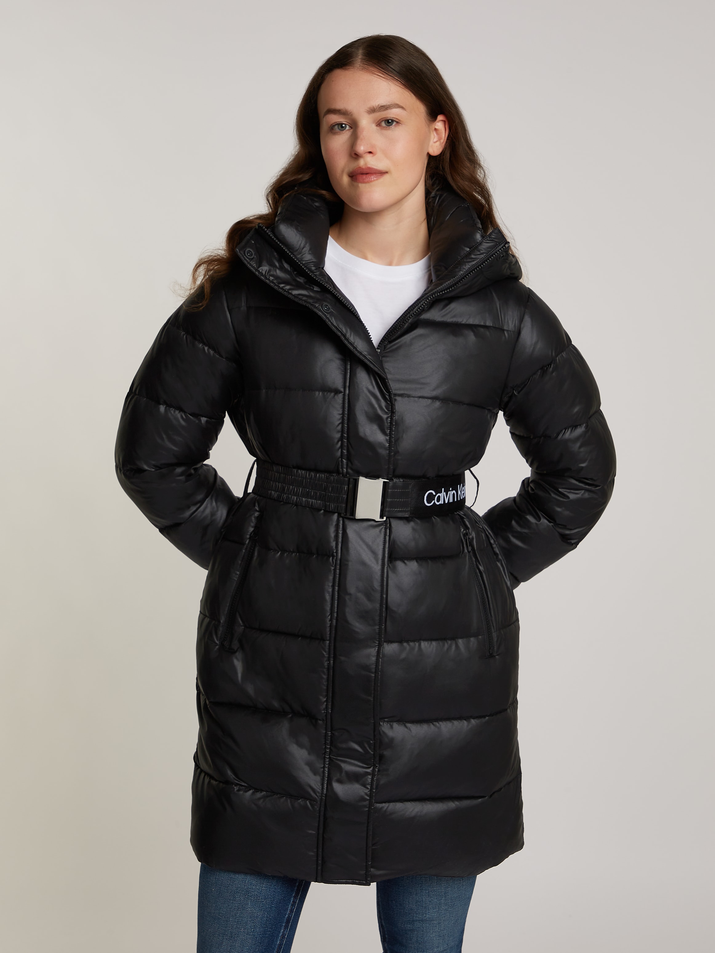 Langjacke »LW PADDED LONG FITTED JACKET«, mit Kapuze, mit Gürtel