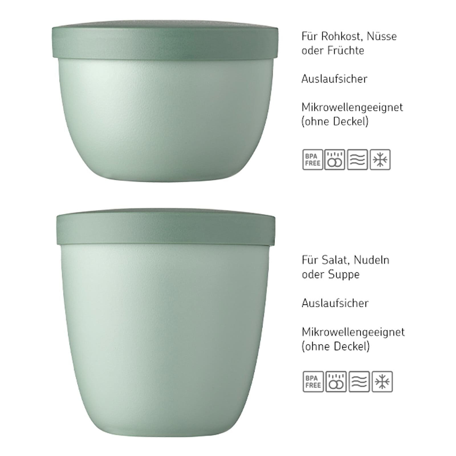 Mepal Lunchbox »Snackpots Ellipse 350 & 500 ml 2er Set« Spülmaschinengeeignet, Mikrowellengeeignet (ohne Deckel)
