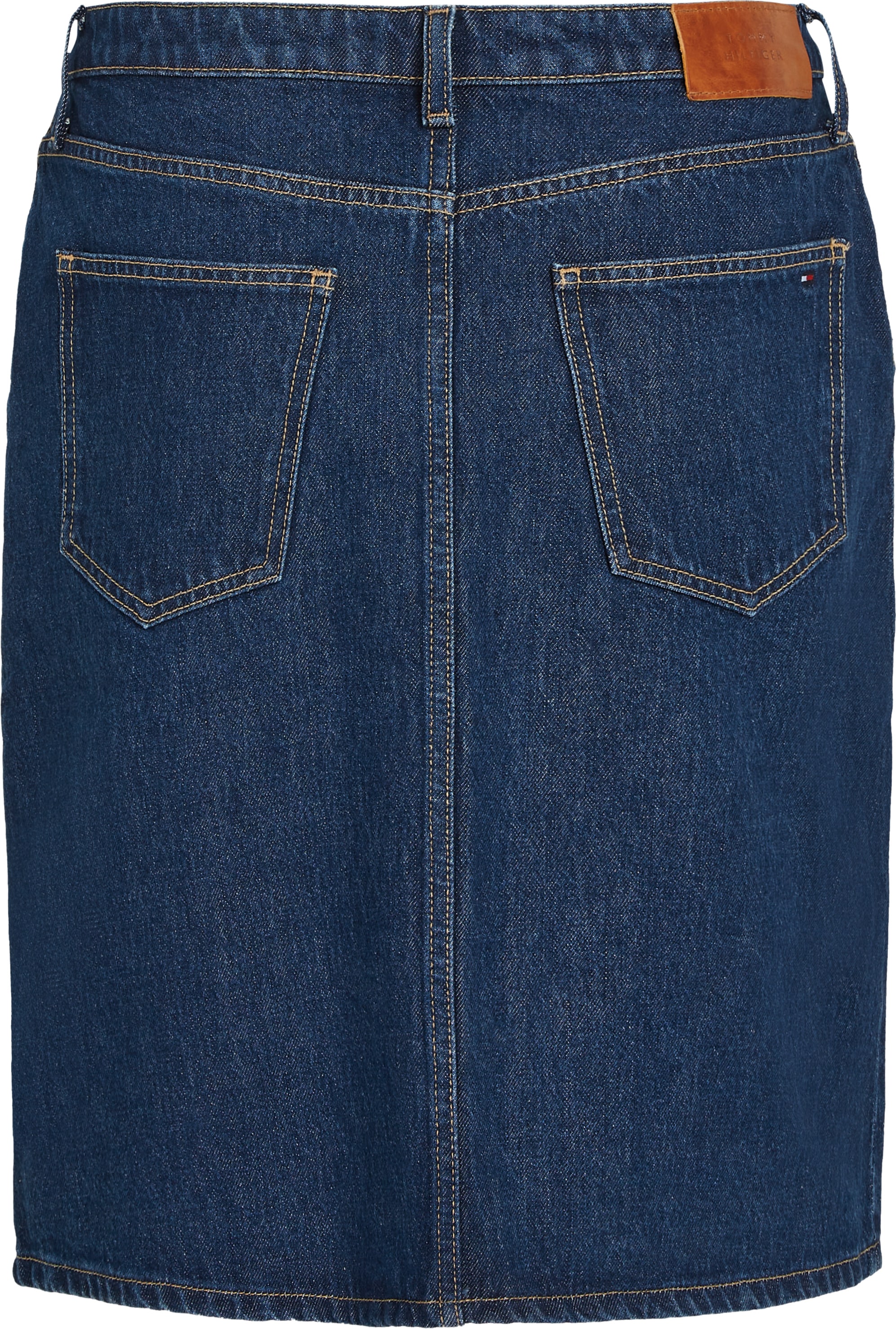 Tommy Hilfiger Jeansrock »DNM KNEE STRAIGHT SKIRT RW ACE«, mit Schlitz vorne, mit Nieten