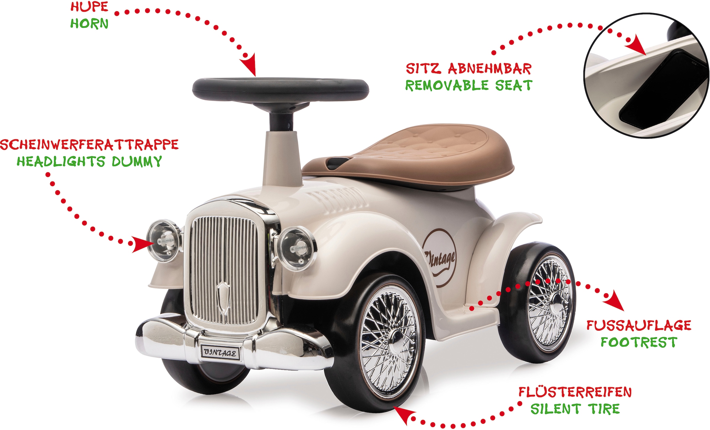 Jamara Rutscherauto »Classic Car weiß« mit Flüsterreifen