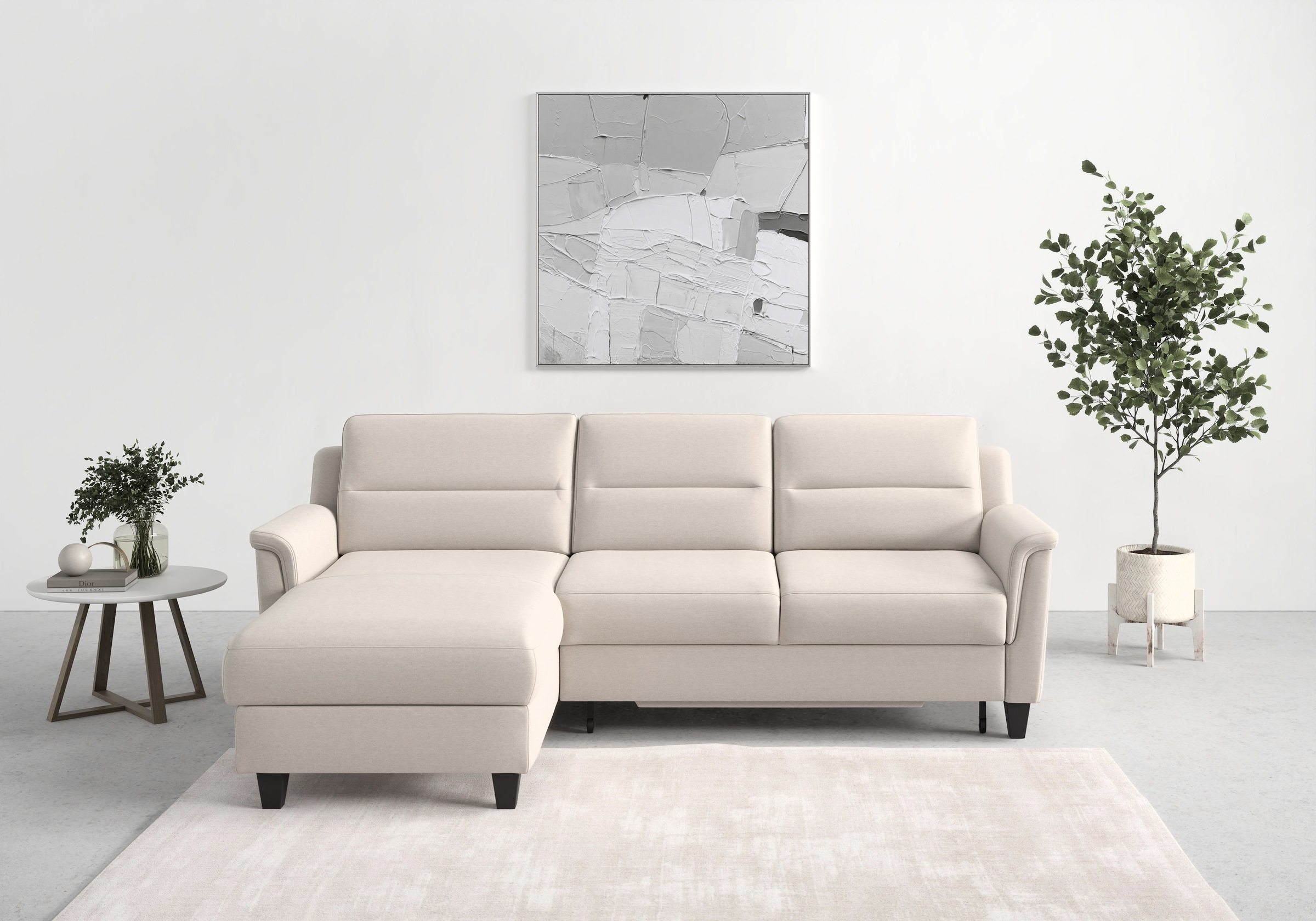 sit&more Ecksofa »Farö L-Form«, inklusive Federkern, wahlweise mit Bettfunktion und Bettkasten