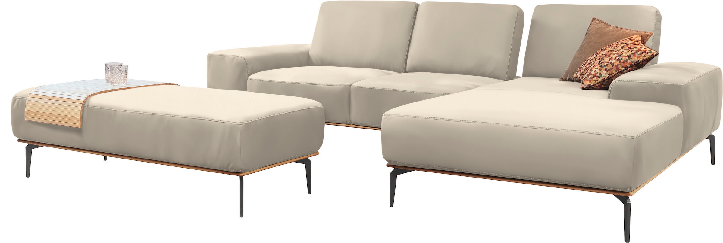 W.SCHILLIG Ecksofa »run, Designsofa mit tollem Sitzkomfort, bequem, L-Form«, mit Holzsockel, Füße in Schwarz pulverbeschichtet, Breite 279 cm