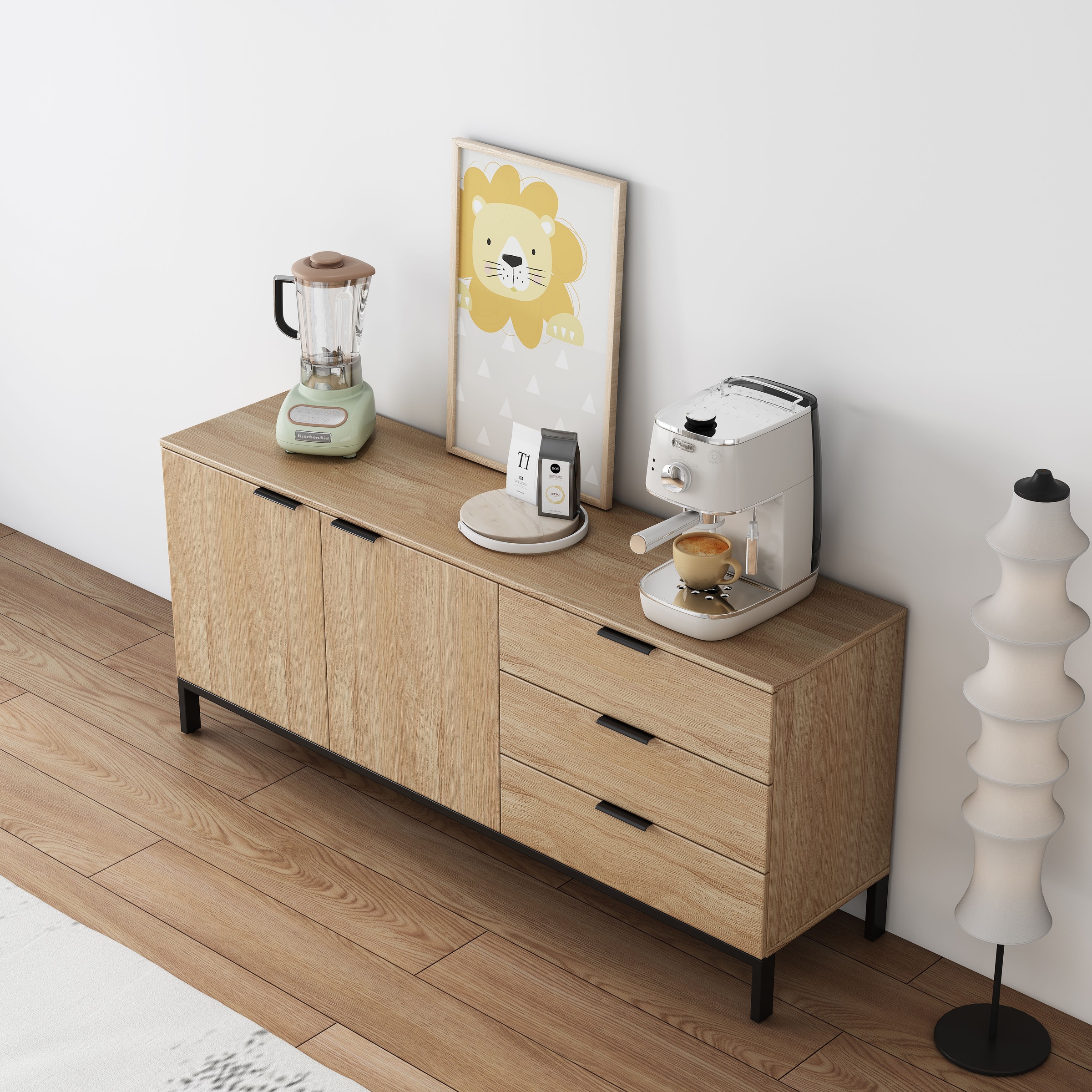 OTTO home Sideboard »Jorinde« Melaminoberfläche, flexibler Stauraum und robustes Metallgestell