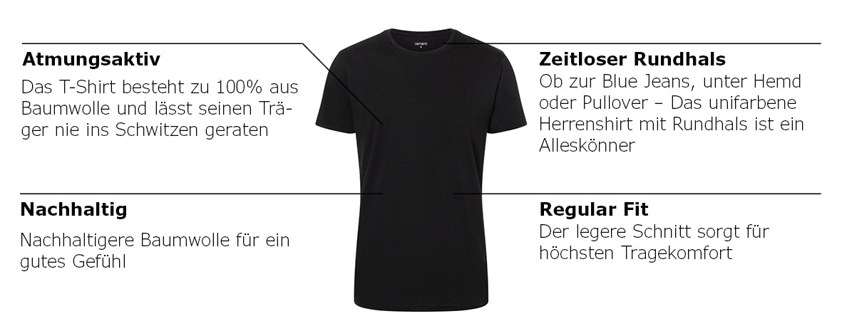Camano T-Shirt »comfort« mit Rundhalsausschnitt