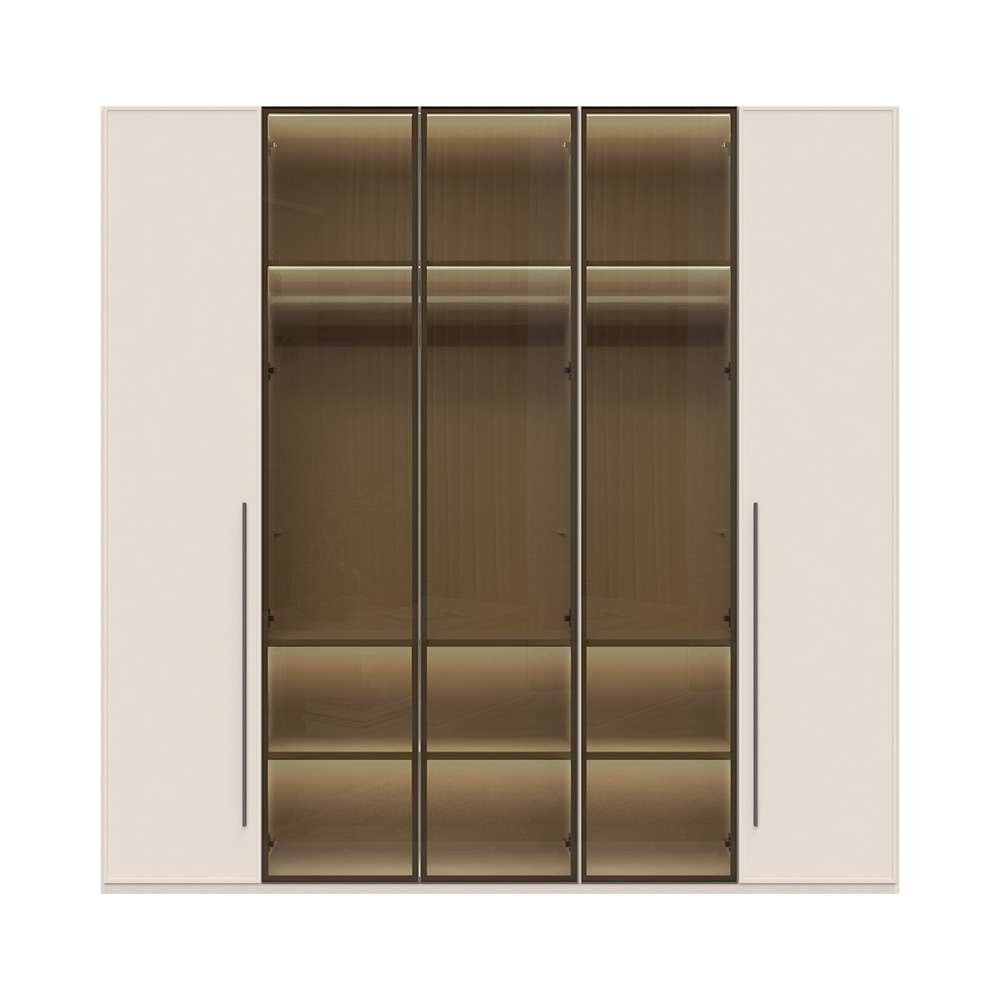 Places of Style Drehtürenschrank »Opera Parsol-Glastüren, LED-Innenbeleuchtung, mit und ohne Kranz«, Glastüren, UV-Lack, LED-Innenbeleuchtung, Soft-Close-Funktion