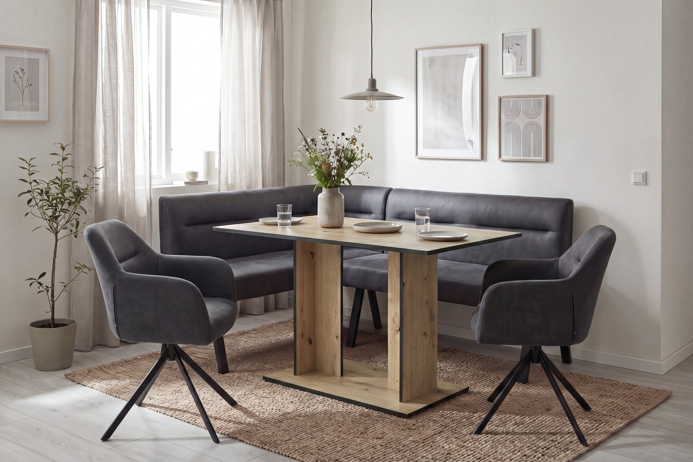byLIVING Säulen-Esstisch »TOM« Artisan Eiche (Eiche-Optik), 100 kg, 4 Sitzplätze, Säule: 25 x 56,6 cm