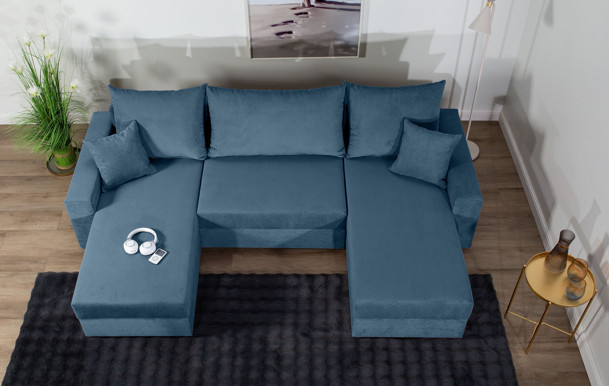 COLLECTION AB Wohnlandschaft »Pico U-Form, Breite 252, mit Armlehne Schlaffunktion, Bettkasten«, Wohnlandschaft,2 X Ottomane,Polyätherschaum Polsterung