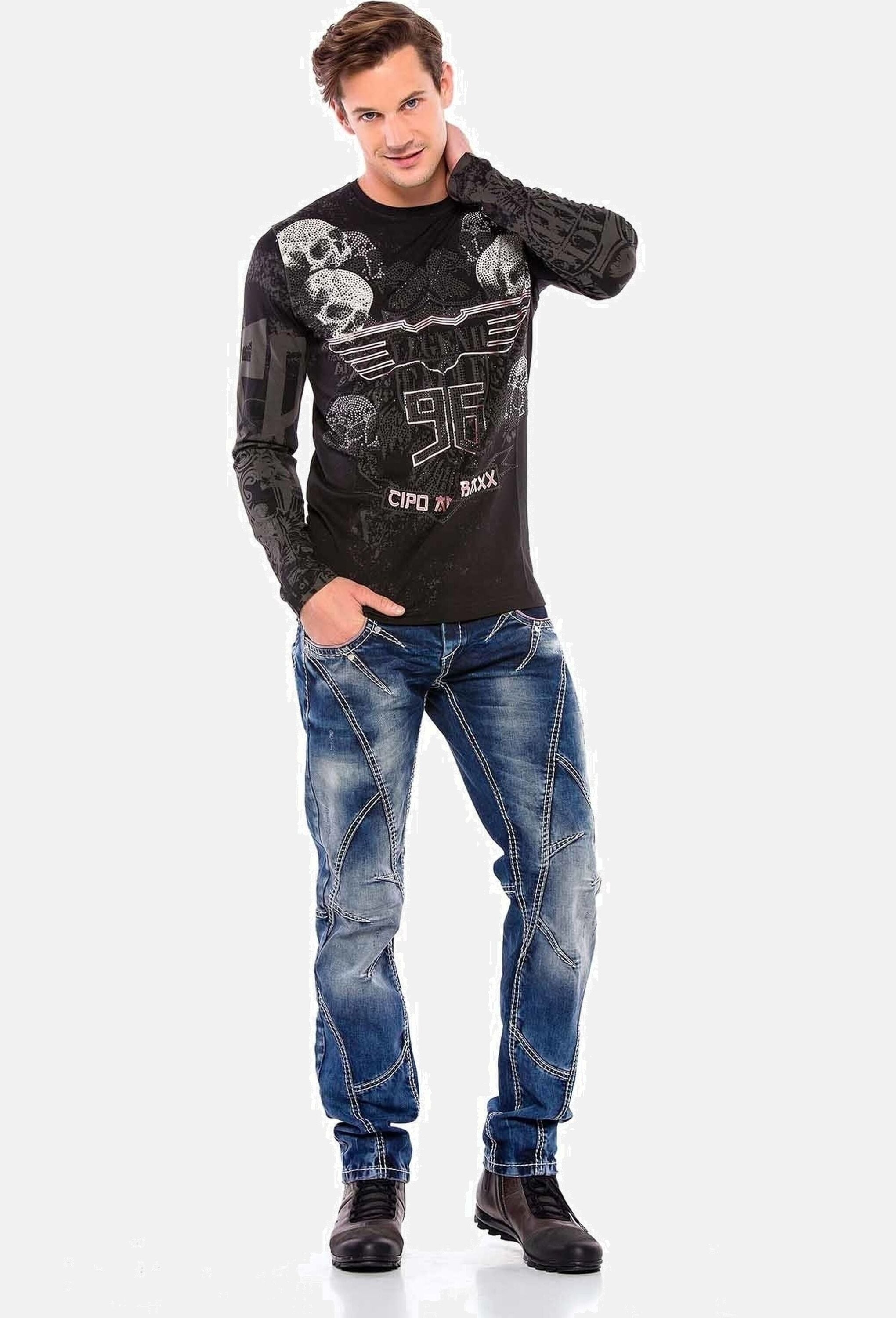 Cipo & Baxx Straight-Jeans »Cipo & Baxx Jeans« mit trendigen Ziernähten, CD563