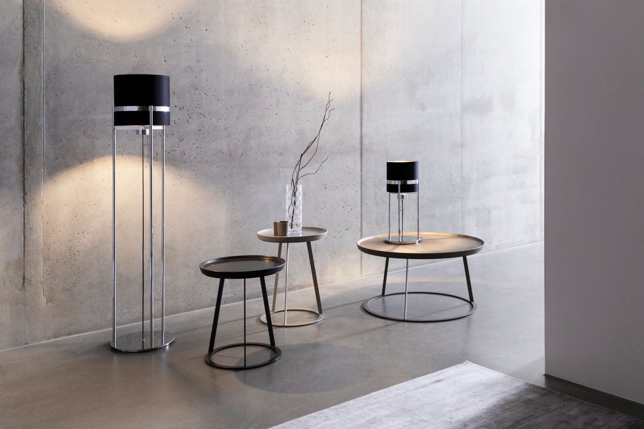 Joop! Tischleuchte »ROUND LIGHTS«, mit rundem Textil-Leuchtenschirm und eingelassenem  Metall-Dekorband online kaufen | mit 3 Jahren XXL Garantie | Standleuchten