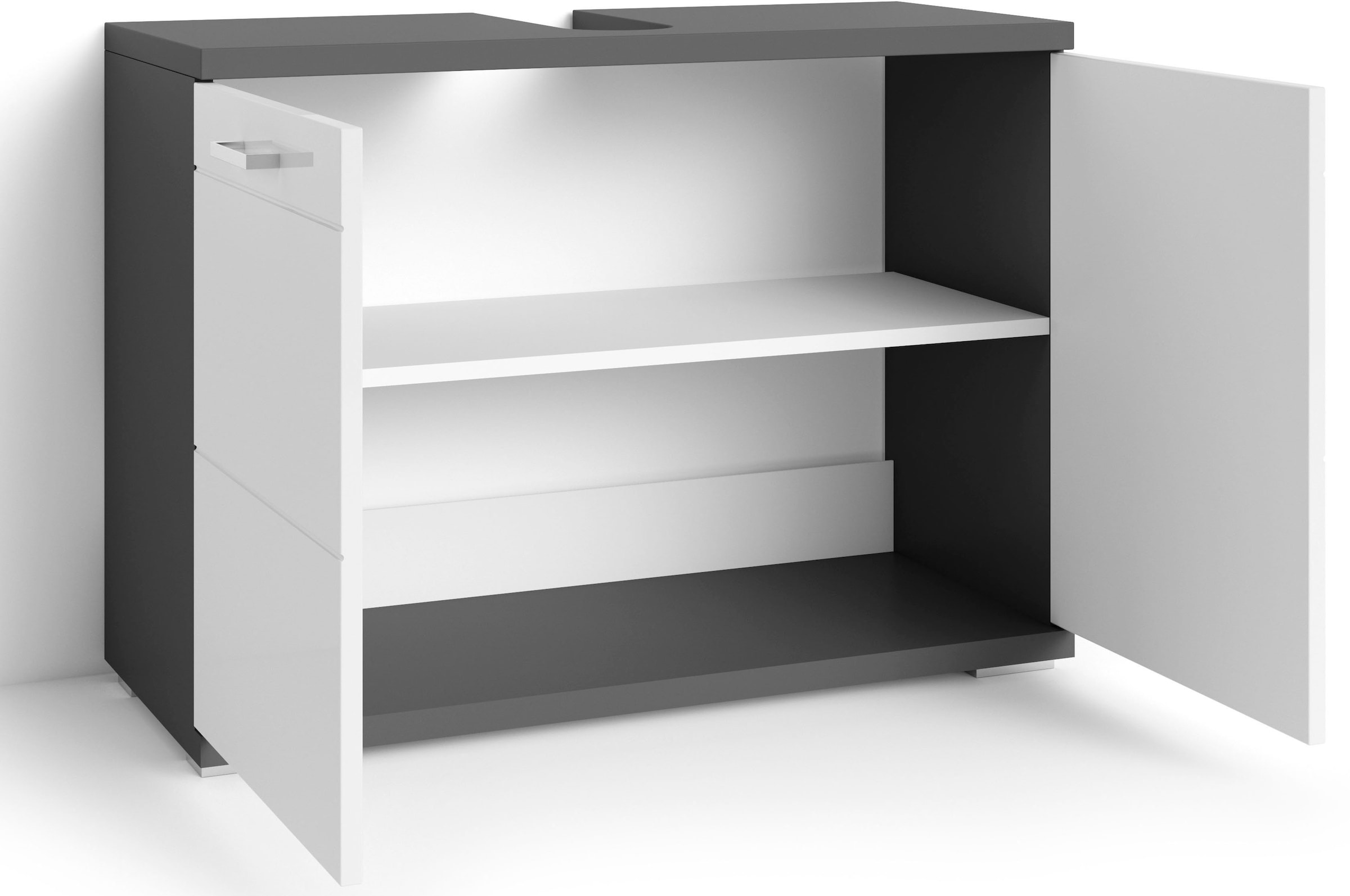 byLIVING Waschbeckenunterschrank »Nebraska« Breite 80 cm, Badezimmerschrank, MDF-Fronten in Hochglanz-Optik