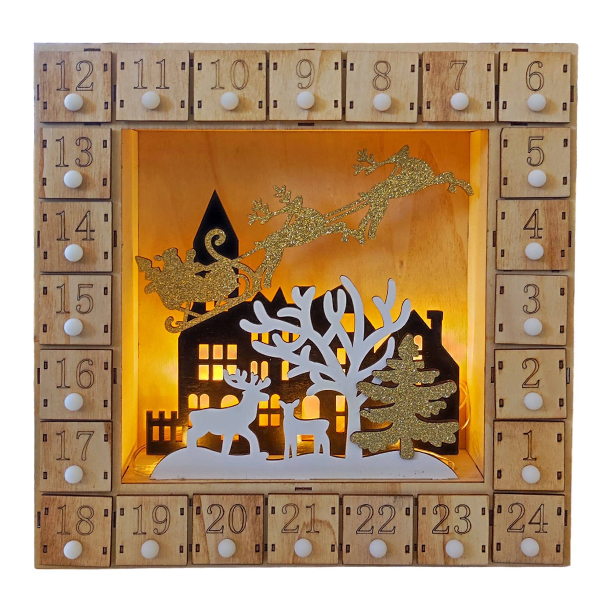 Dekoobjekt »Adventkalender mit Motiv "Haus"«, LED-Licht, liebevoll gestaltetes Motiv,...