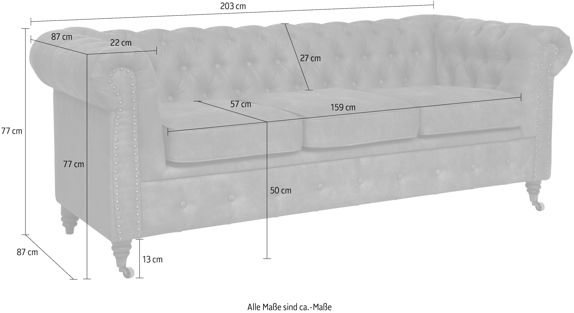 Home affaire Chesterfield-Sofa »Aarburg«, aufwändige Knopfheftung und Ziernägel im Chesterfield-Design