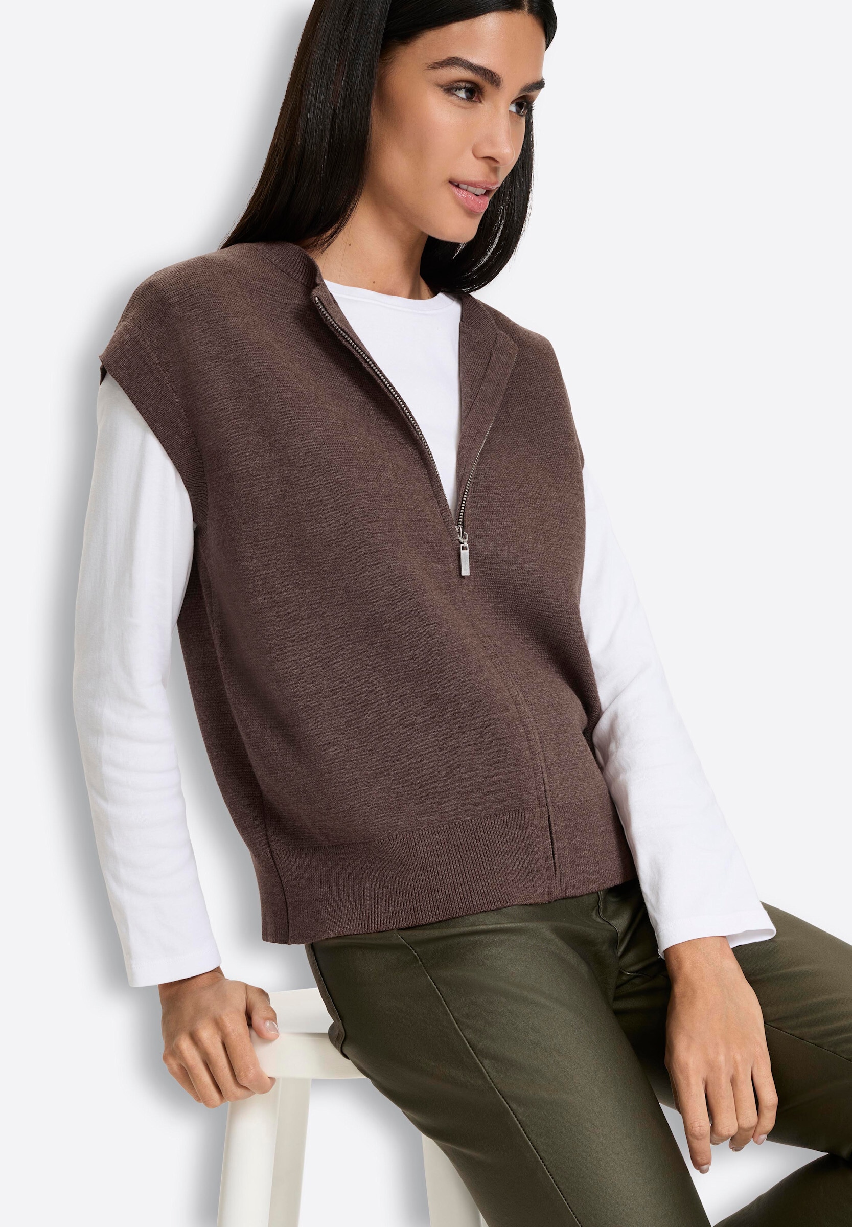 heine Strickjacke »Strickweste Strickweste mit Reißverschluss, verdeckt«