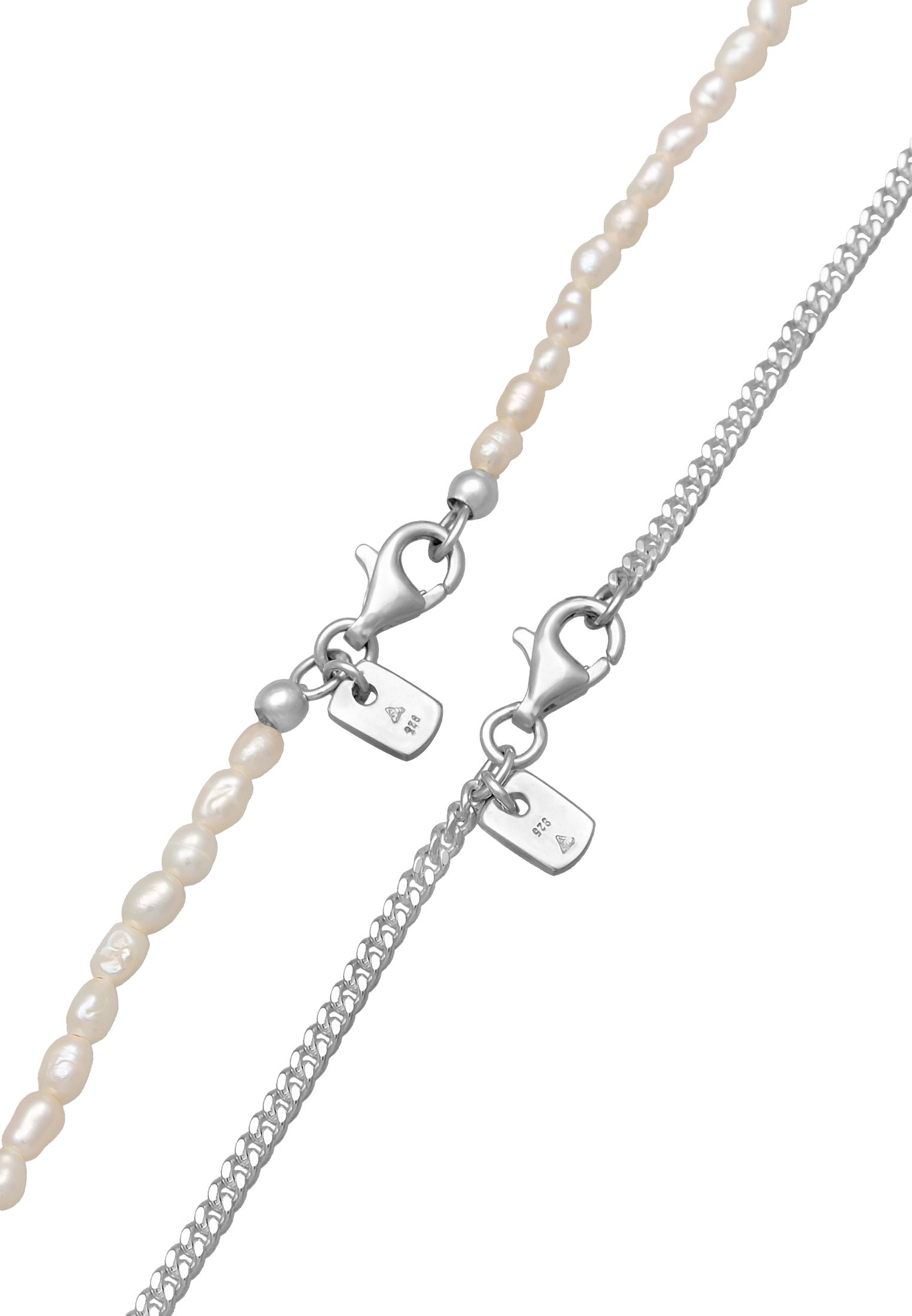 Kuzzoi Silberkette »Halskette Panzerkette Süßwasserperlen 925 Silber«