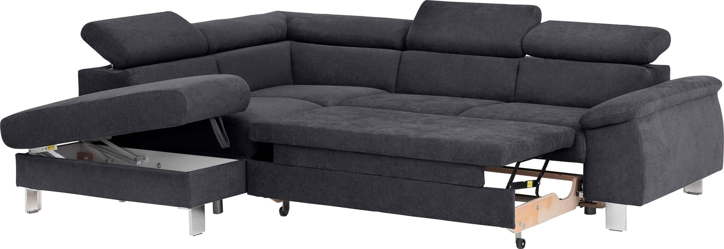 COTTA Polstergarnitur »Komaris L-Form«, (Set), Set bestehend aus: Ecksofa mit Kopfteilverstellung & Hocker