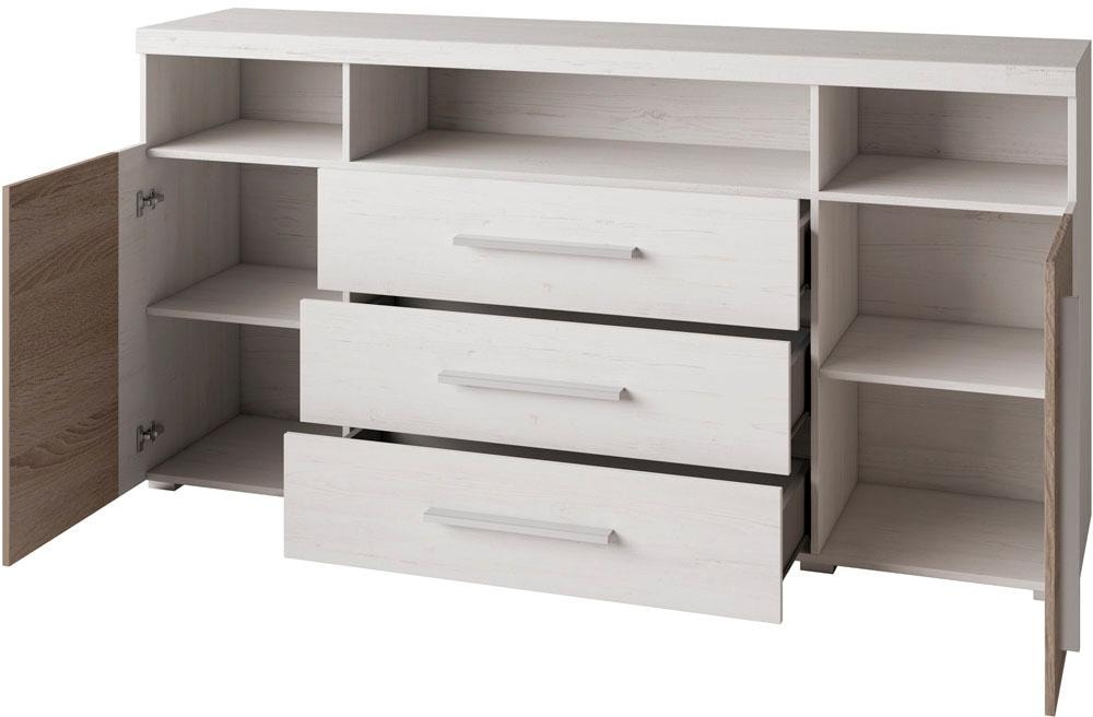 INOSIGN Sideboard »Roger,Breite 182cm, stilvolle Schrank, 2 Holztüren 3 Schubladen«, Kommode mit viel Stauraum, Einlegeböden verstellbar