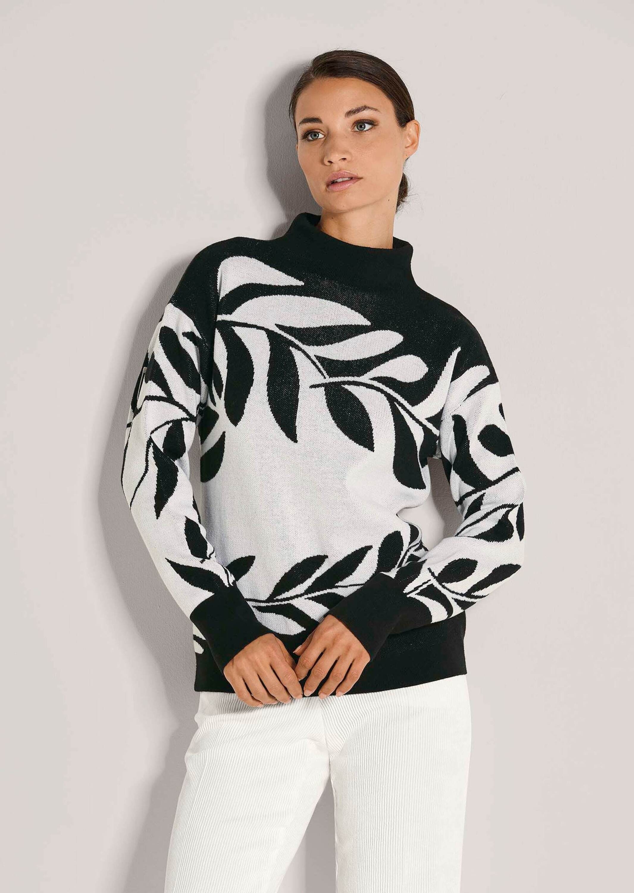 MADELEINE Longpullover »Jacquard-Pullover Moderner Winterpullover mit floralem Strickmuster« Jacquard