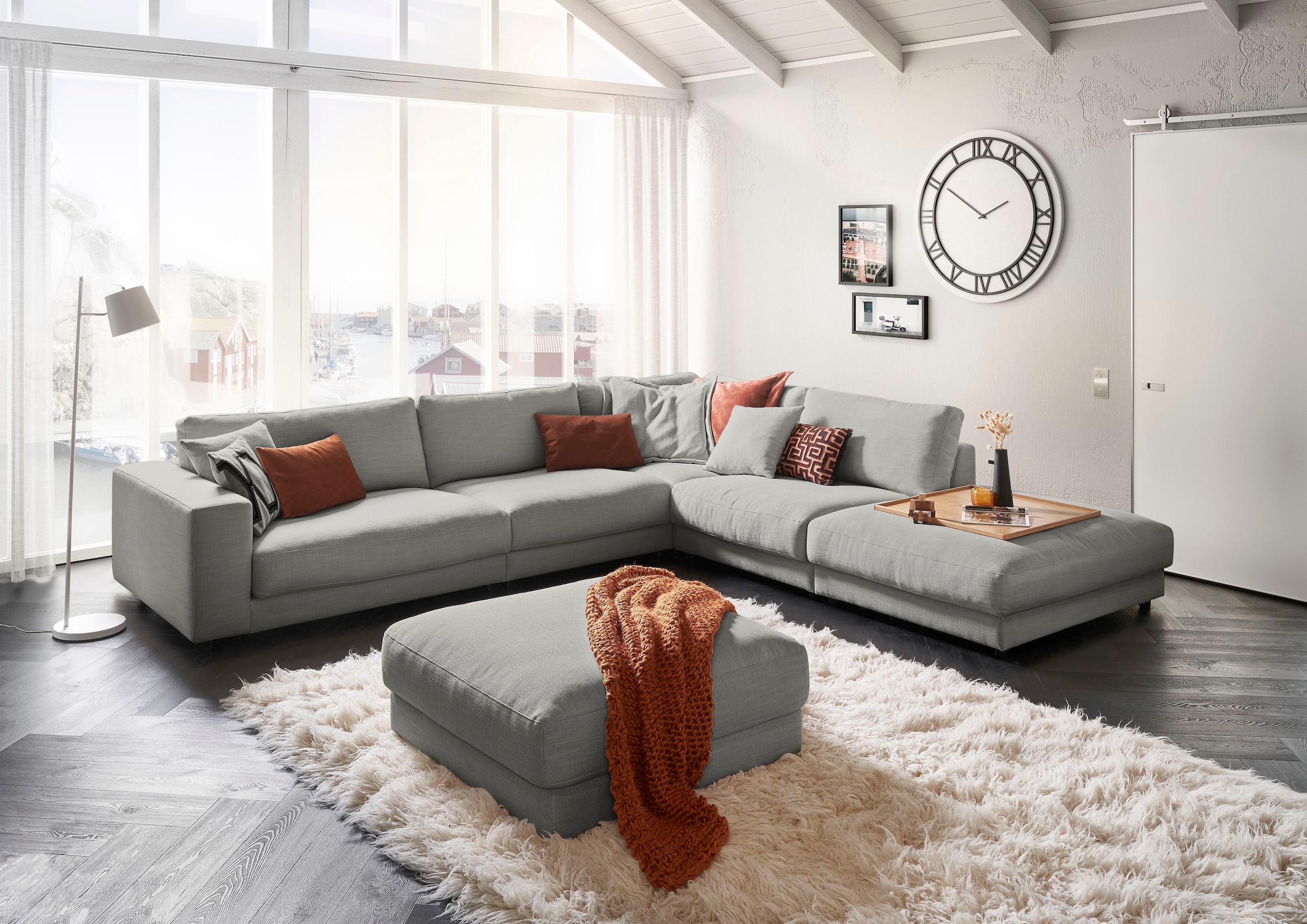 3C Candy Ecksofa »Enisa II, bequem und komfortabel, großes Familiensofa, L-Form«, incl. 3 Flatterkissen, wahlweise mit Flecken-Schutz-Bezug Easy care