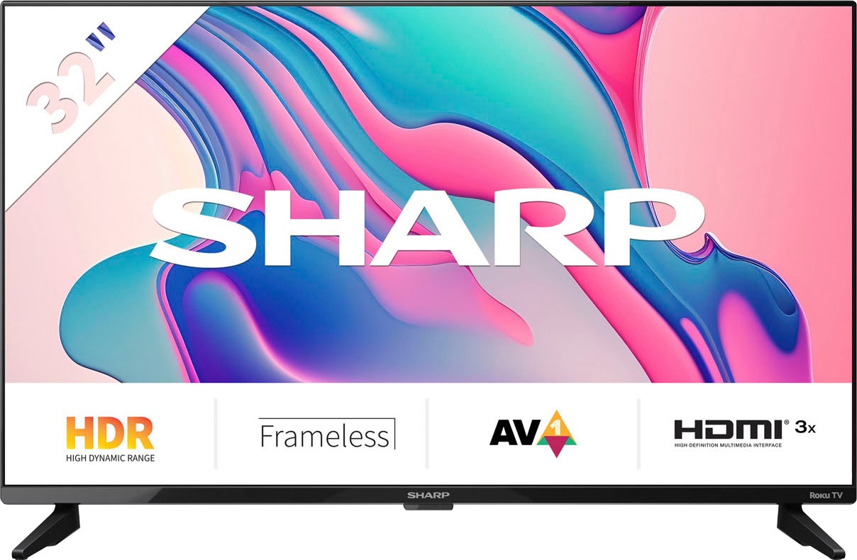 Sharp LED-Fernseher »1T-C32FDx«, HD-ready, Smart-TV, Roku TV nur in Deutschland verfügbar, Rahmenlos, HDR10, Dolby Digital