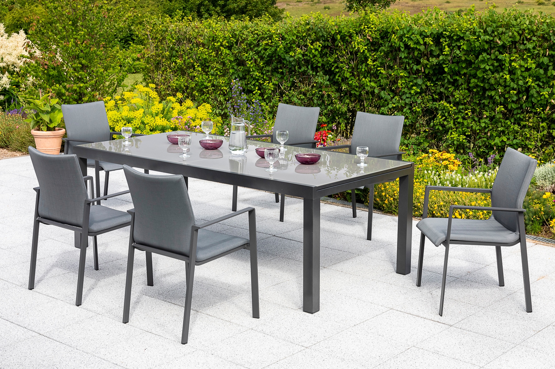 MERXX Garten-Essgruppe »Bellino«, (7 3 Jahren Sessel Garantie mit mit tlg.), XXL online kaufen 6 Tisch | ausziebarem