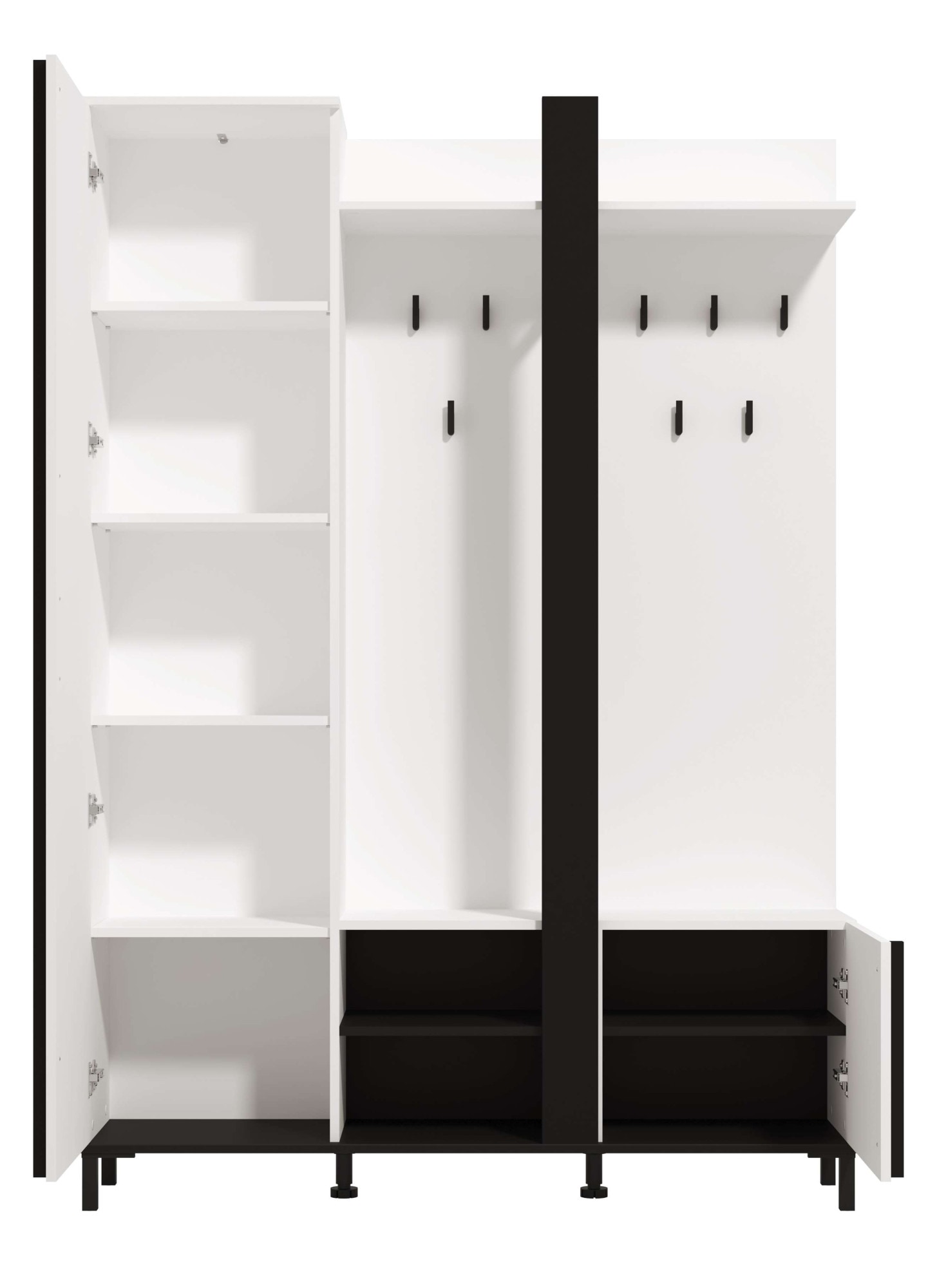 Home affaire Kompaktgarderobe »Nino Flurgarderobe, Dielenschrank, Flurmöbel, Garderobe, Breite 135 cm«, Schuhschrank, Spiegel, Haken, viel Stauraum, ideal für kleine Räume