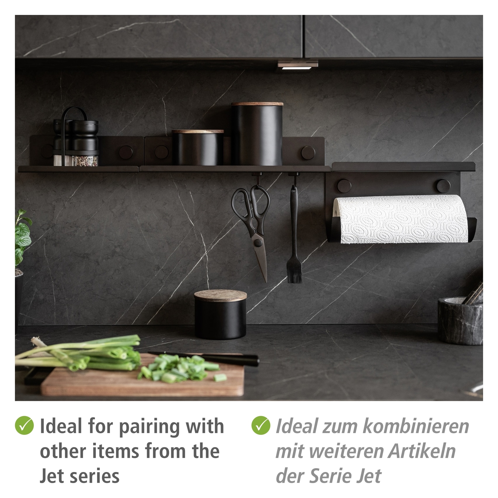 WENKO Küchenrollenhalter »Modell Jet«, Wandrollenhalter aus pulverbeschichtetem Metall, Industrial Design