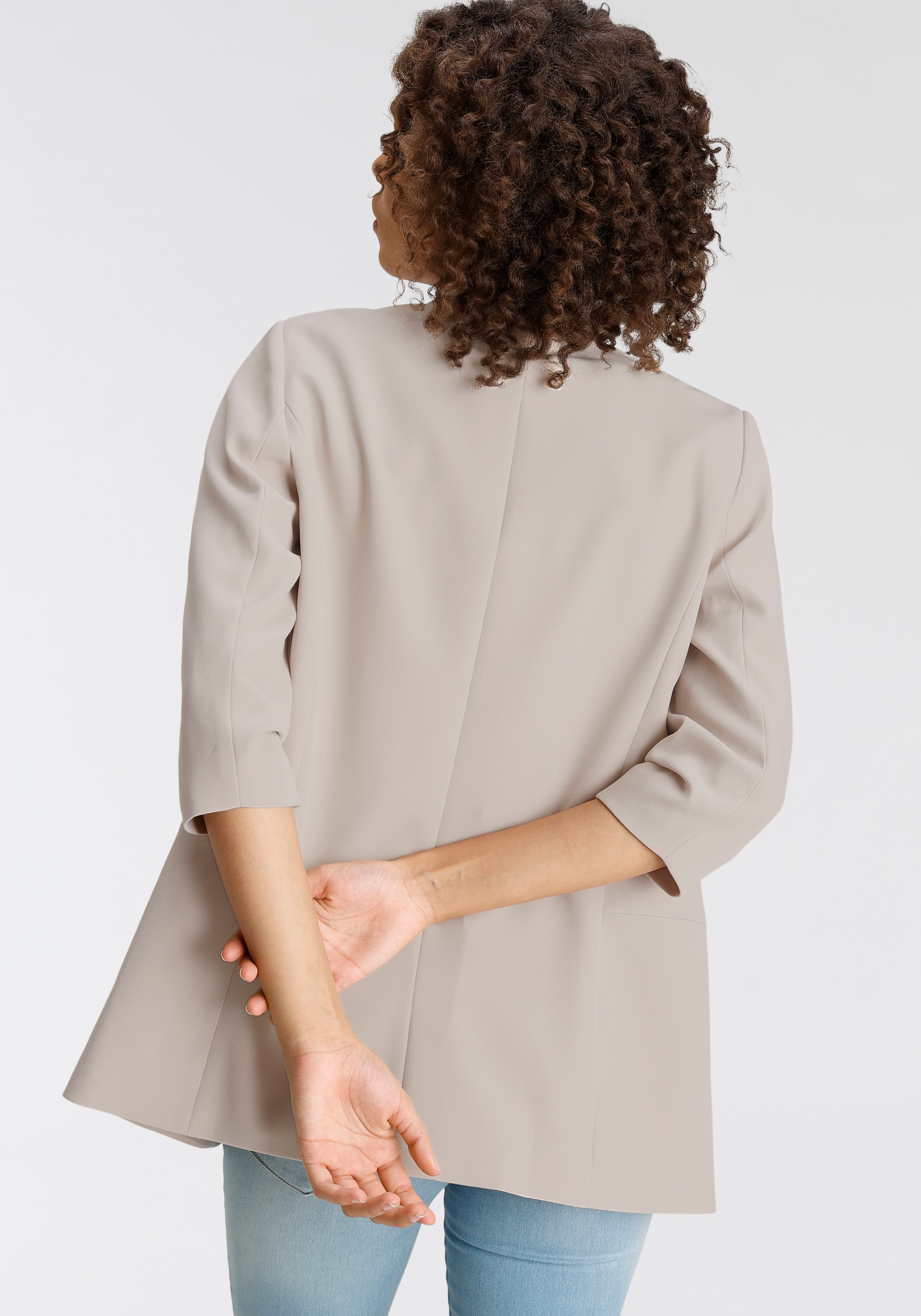 ONLY Kurzblazer »ONLELLA – Femininer Blazer mit 3/4-Ärmeln und Raffung« regular fit, casual, Web, Kunstfaser, V-Ausschnitt