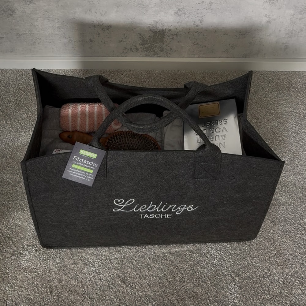 KESPER® Henkeltasche »Aufbewahrungstaschen „Lieblingstasche“ im 2-er Set, in Filz-Optik« 2 verschiedene Farben, 100% Polyester, 50x25x34 cm