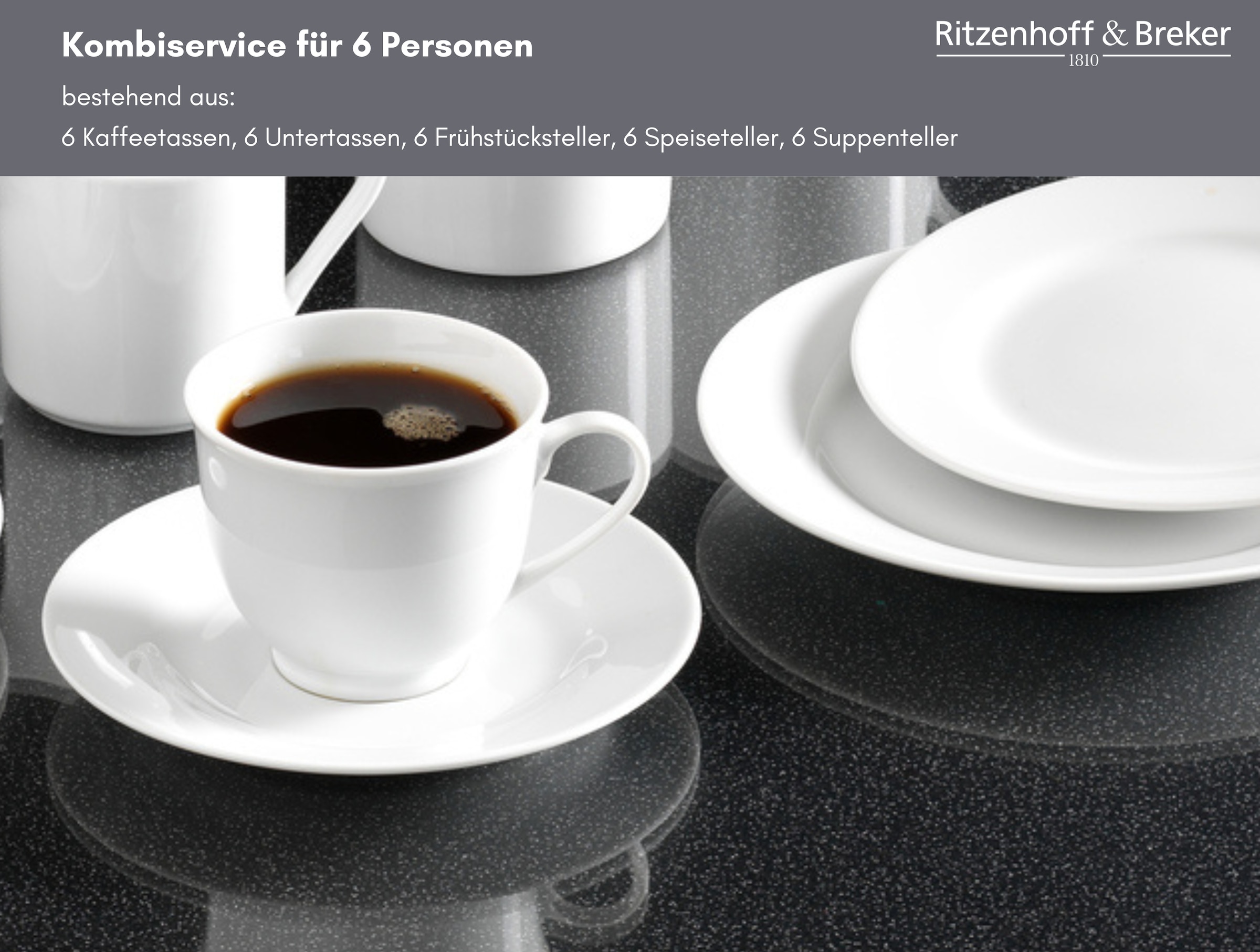 Ritzenhoff & Breker Kombiservice »Bianco«, (Set, 30 tlg.), klassisch und schlicht, unifarben