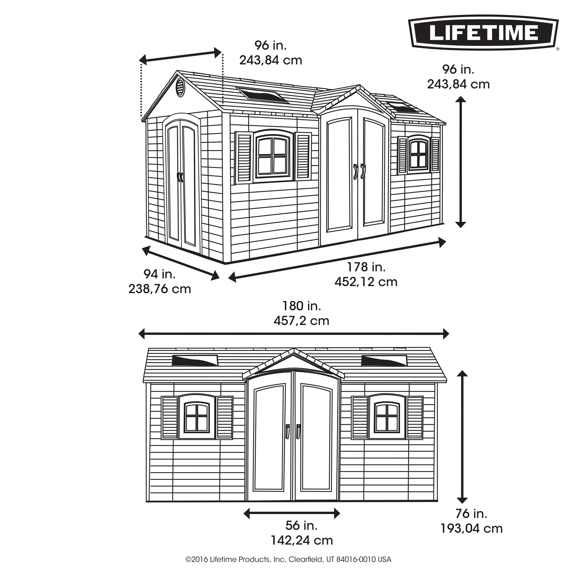 Lifetime Gerätehaus »Residenz«, (Set), Kunststoff, inkl. Fußboden, Regale und Geräteleiste