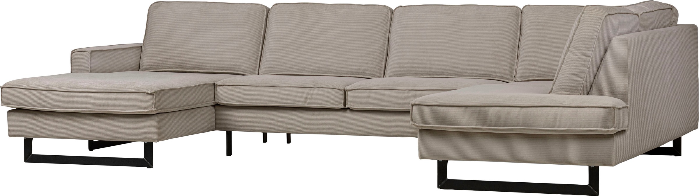 Home affaire Wohnlandschaft »Pinto, 350 cm, U-Form, XXL, mit Ottomanen« Cord, Chenille, Lederoptik, mit Keder, Metallfüße, Wellenunterfederung