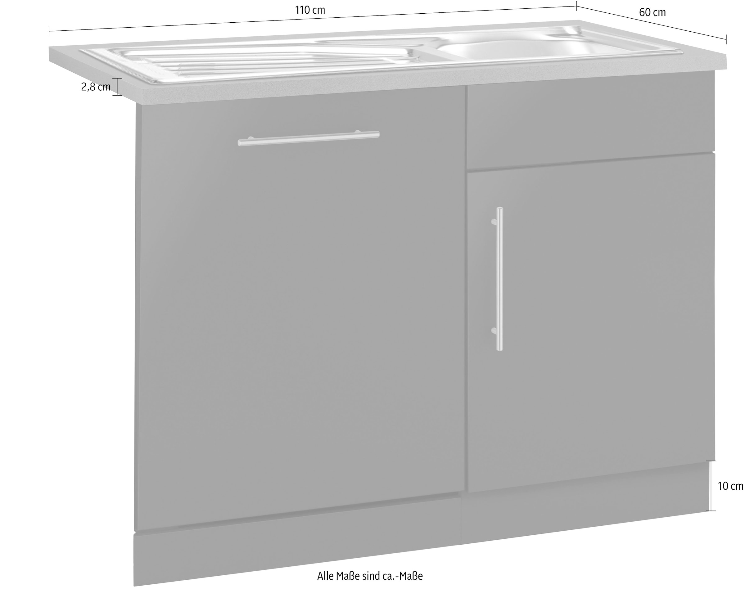 wiho Küchen Spülenschrank »"Cali"«, 110 cm breit, inkl. Tür/Sockel für Geschirrspüler