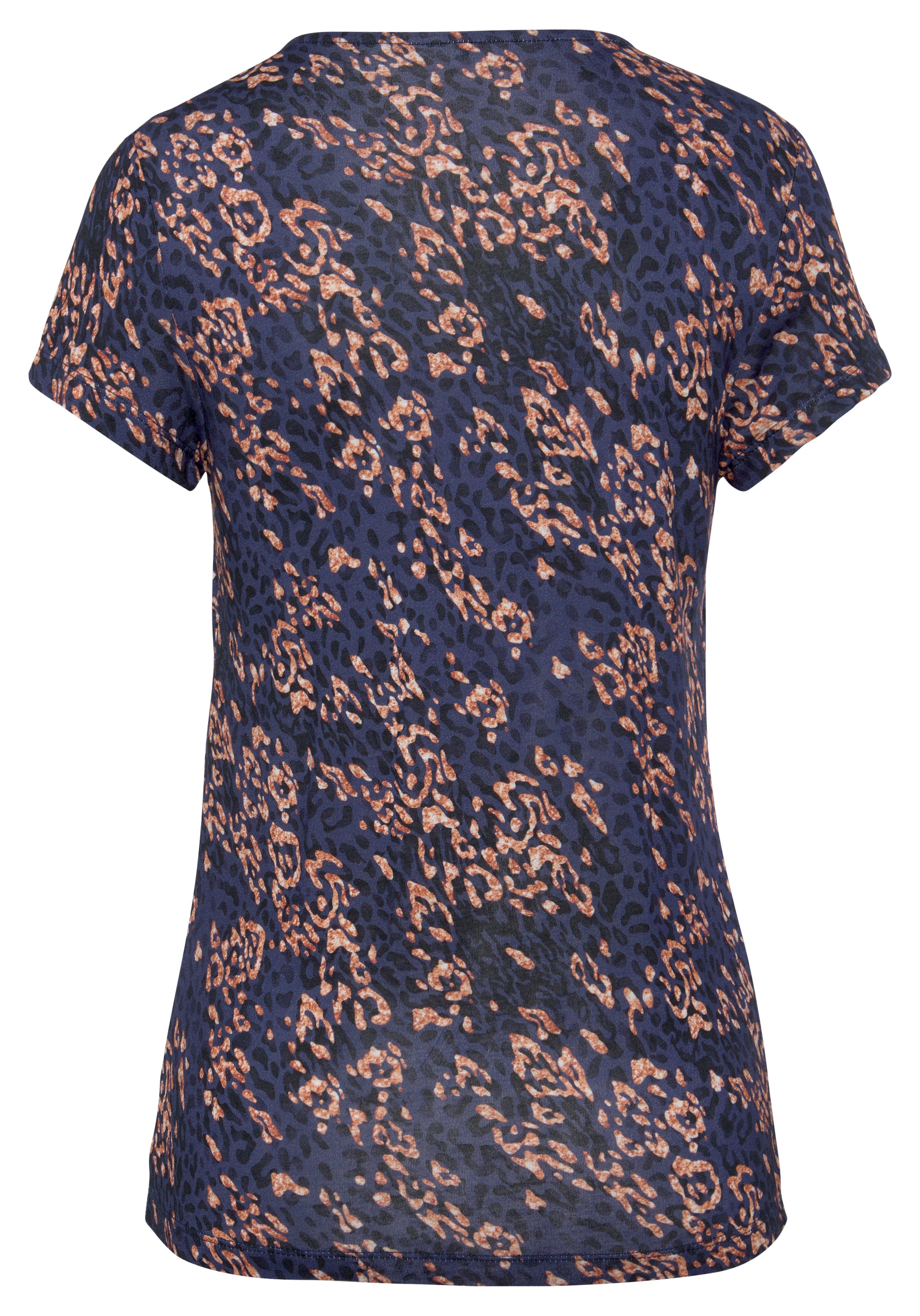 Vivance Kurzarmshirt, mit Alloverdruck mit Cut-out, figurbetontes T-Shirt