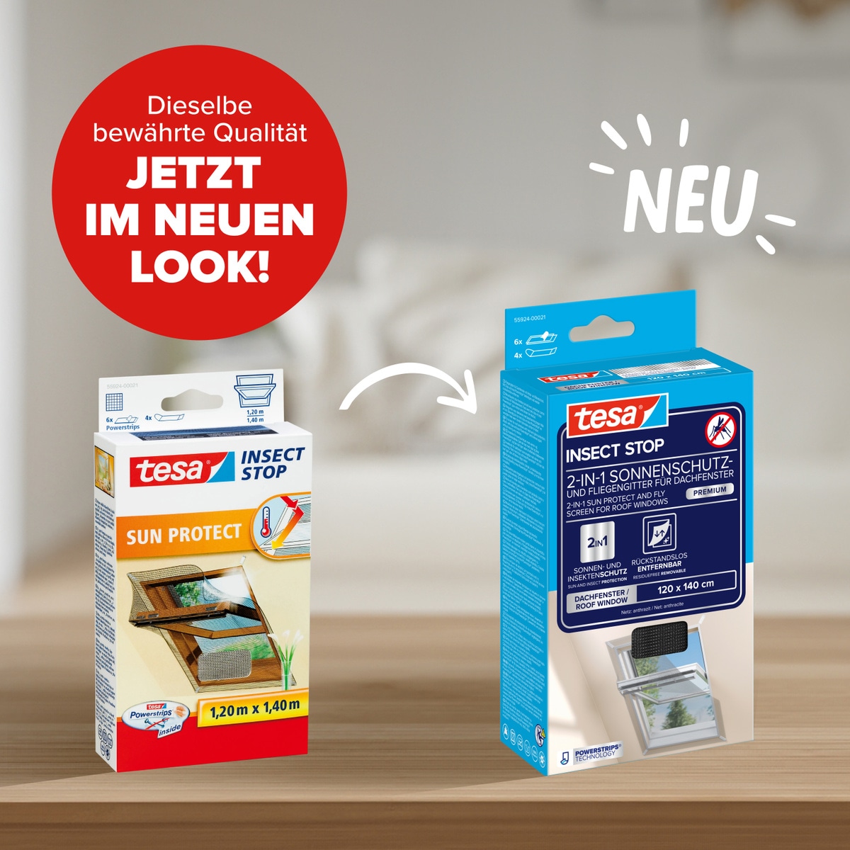 tesa Fliegengitter-Gewebe »2-in-1 Sonnenschutz- und Fliegengitter für Dachfenster Premium« Packung, Fliegennetz, Klettband, Andrück und Schneidehilfe, 1 Stk. tlg. inkl. selbstklebendes Klettband