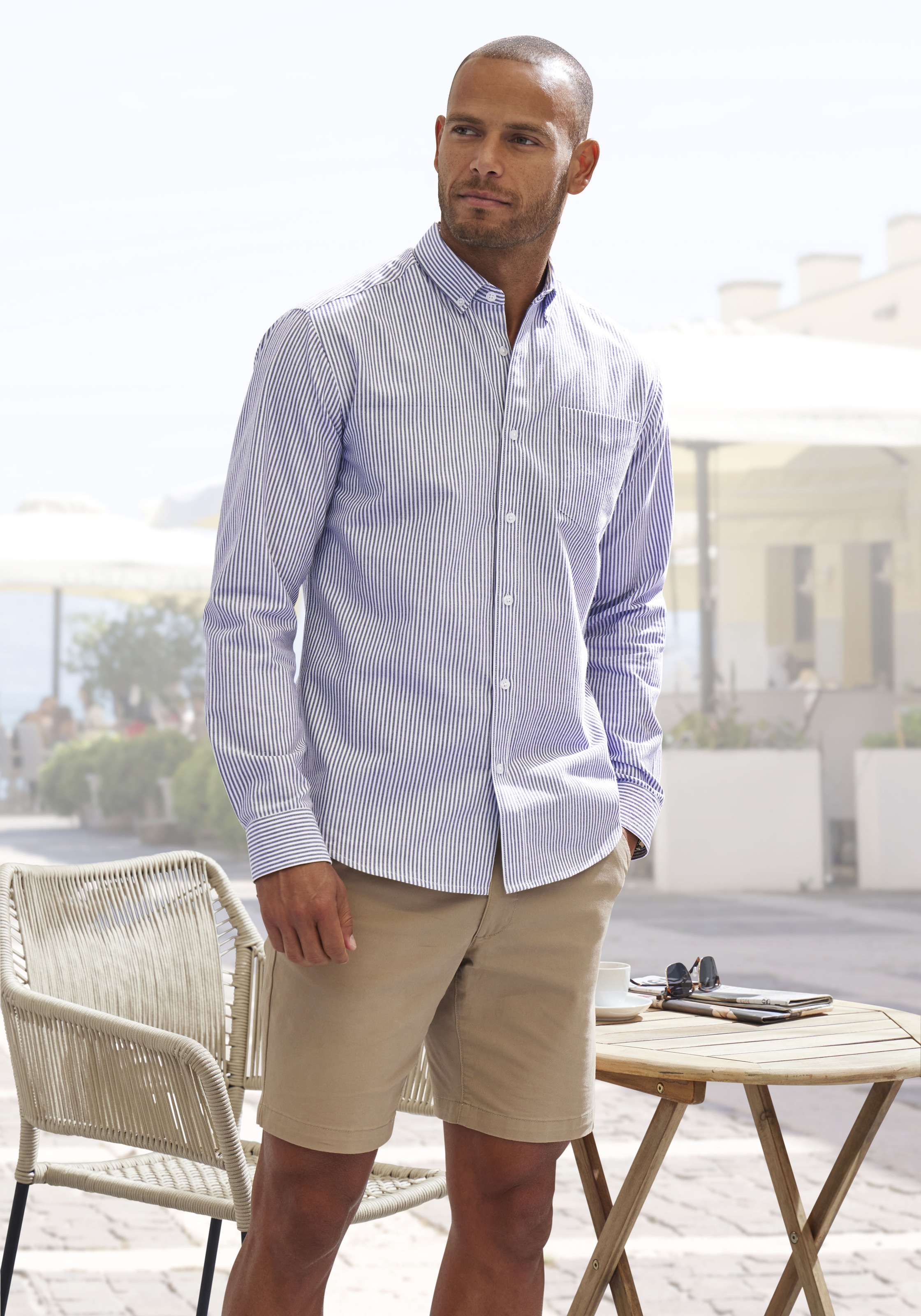 H.I.S Langarmhemd »Regular-fit«, Oxfordhemd langarm mit Button-down-Kragen aus reiner Baumwolle