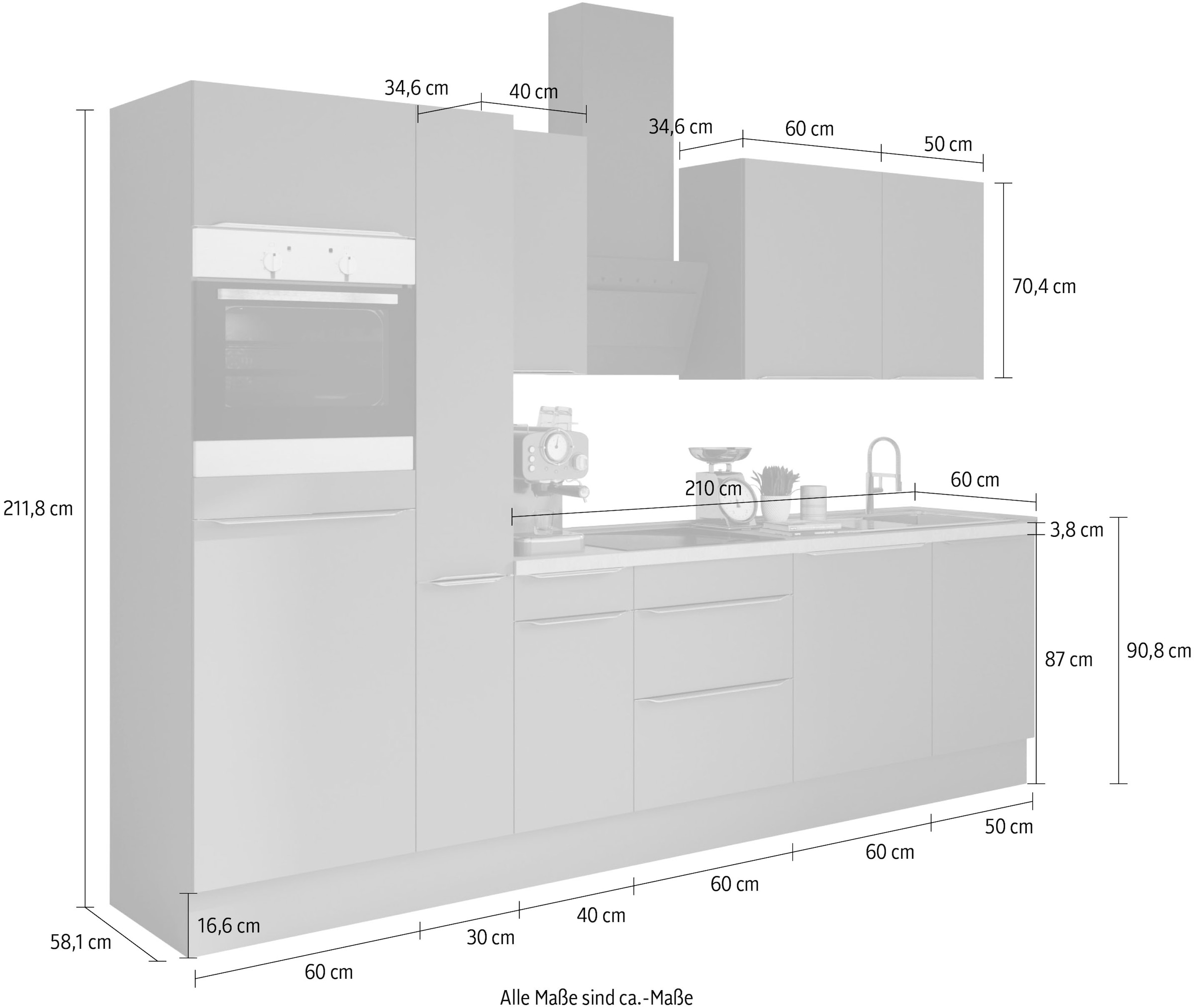 OPTIFIT Küchenzeile Raten cm »Aken«, auf 300 ohne Breite bestellen E-Geräte