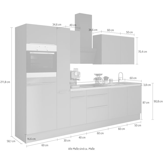 OPTIFIT Küchenzeile »Aken«, ohne E-Geräte, Breite 300 cm auf Raten  bestellen