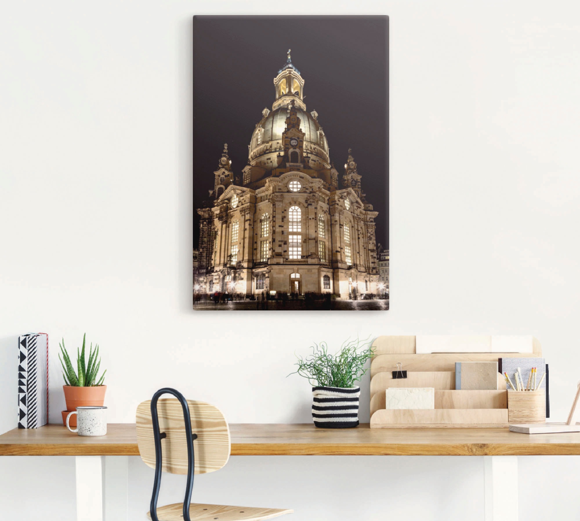 Artland Wandbild »Erleuchtete Frauenkirche in Dresden«, Gebäude, (1 St.), als Leinwandbild, Poster in verschied. Größen