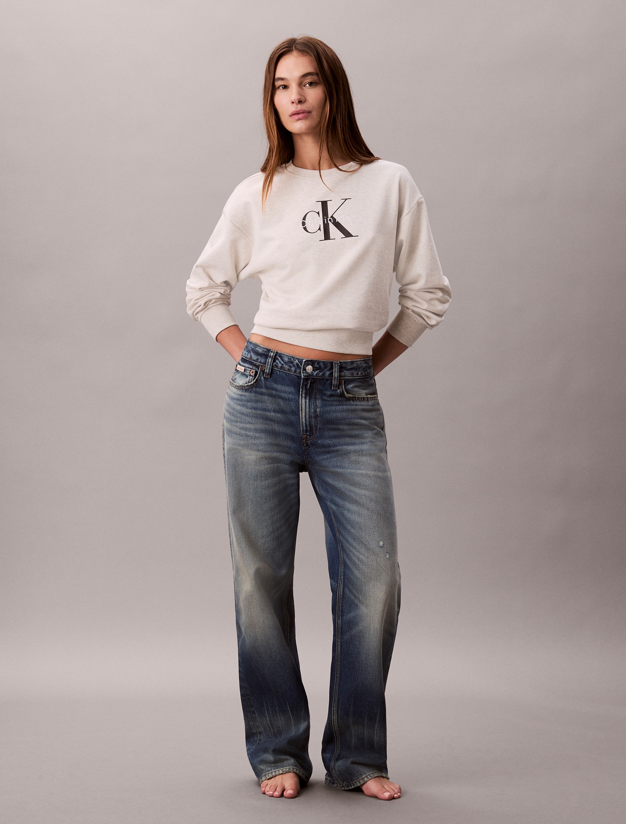 Calvin Klein Jeans Sweatshirt »LS MNLG FRNCH TRRY R«, Mit Rundhalsausschnitt
