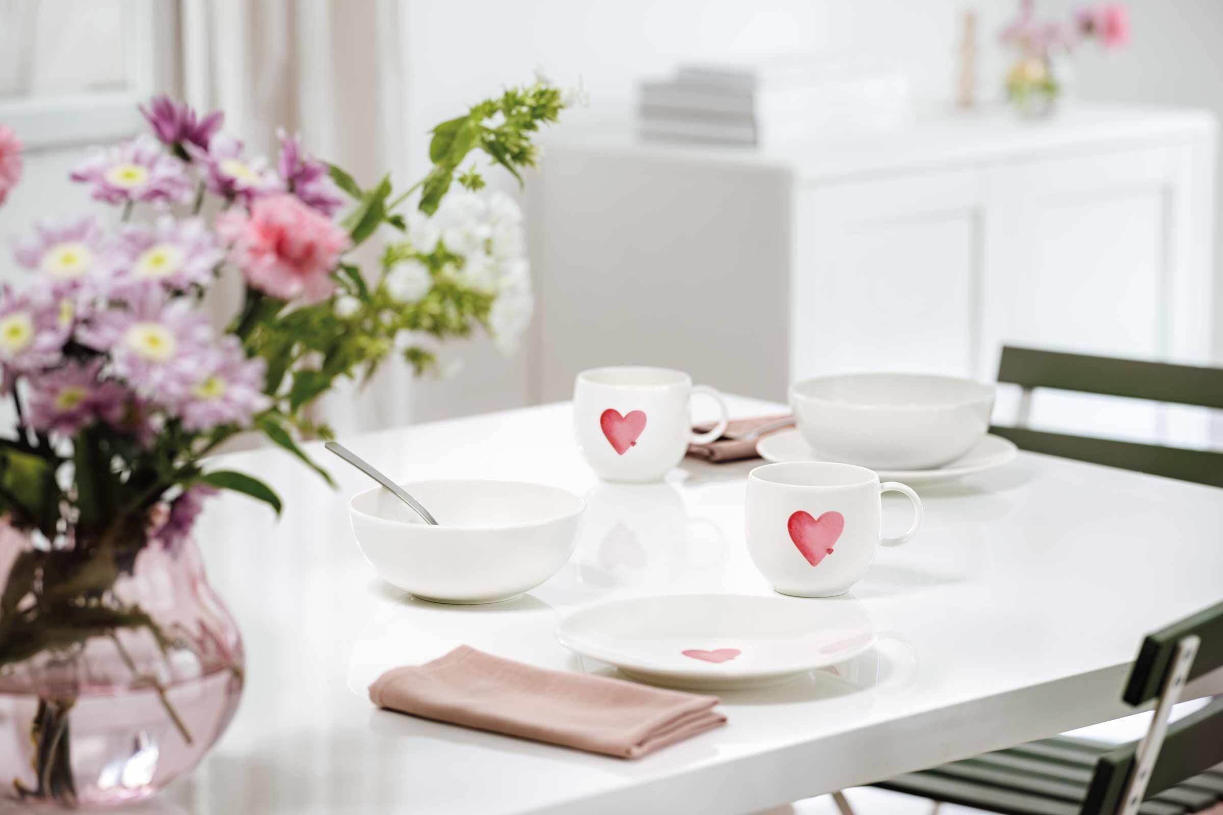 Villeroy & Boch Becher »Henkelbecher Sending Love With Love 290 ml weiß-rot«