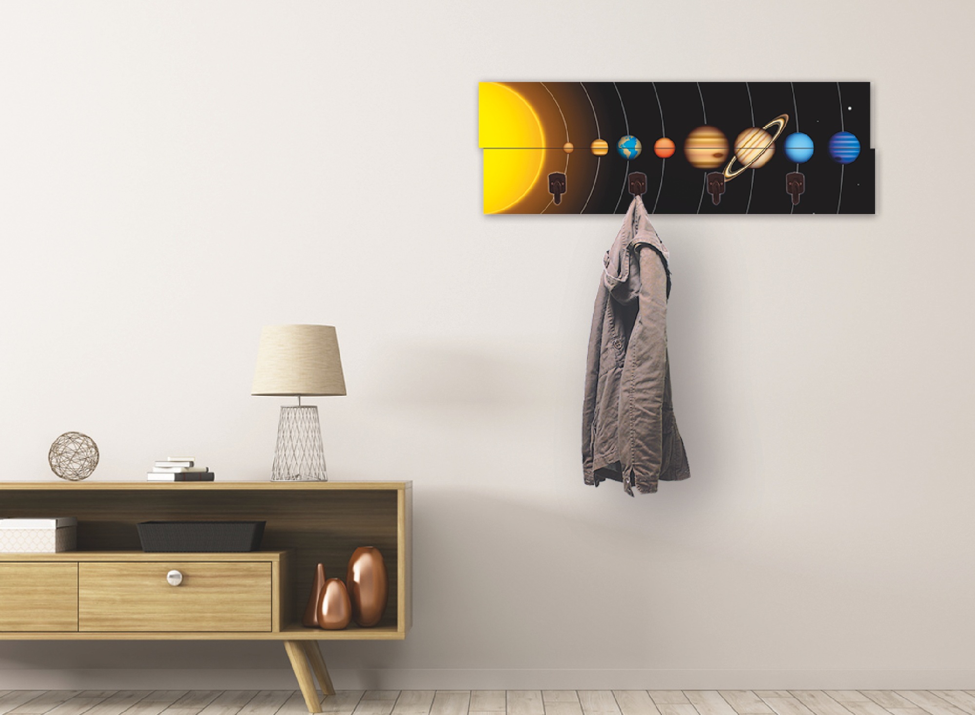 Artland Garderobenleiste »Vector Sonnensystem mit Planeten«, teilmontiert