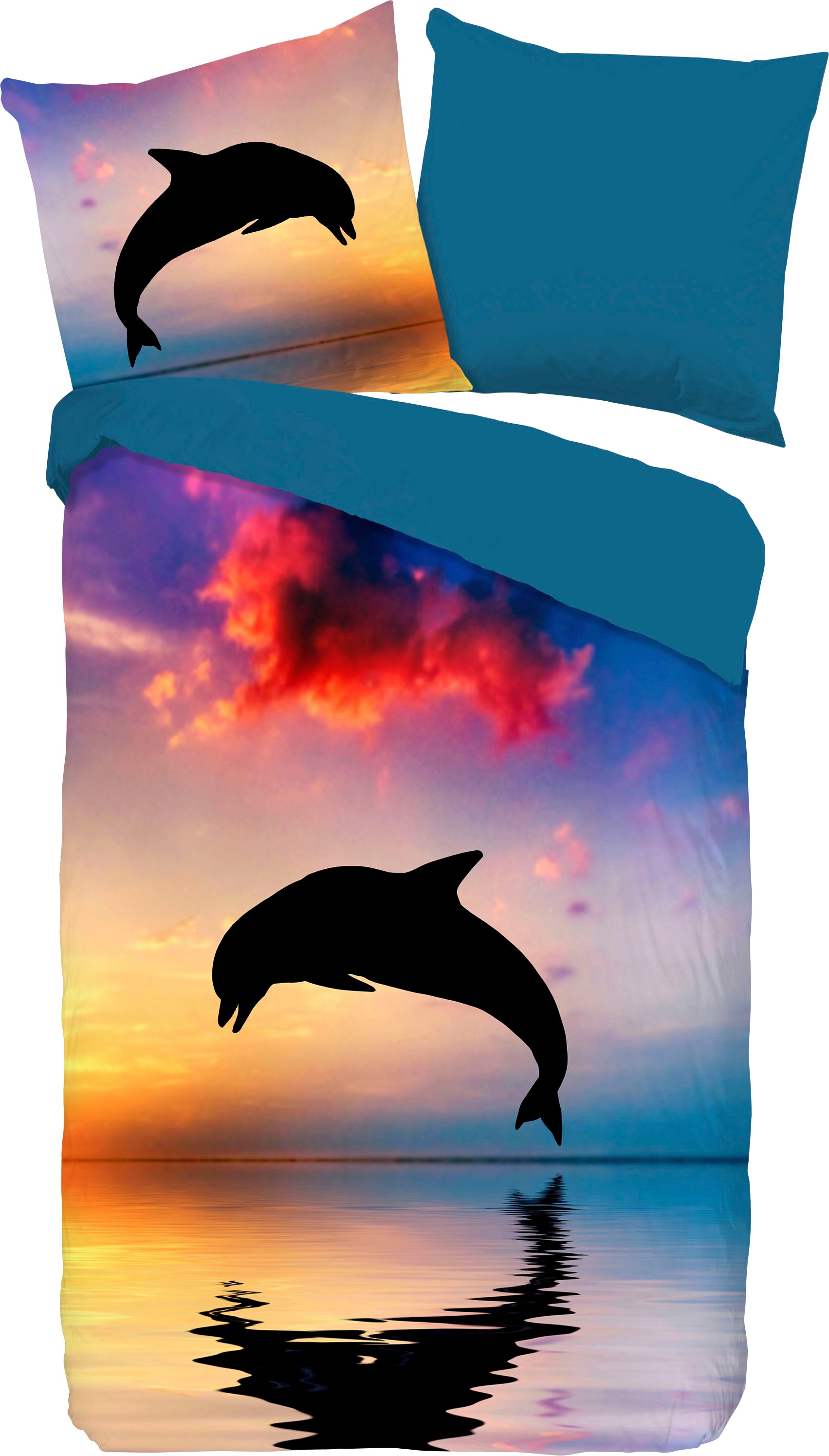 Kinderbettwäsche »Dolphin«, 100% Baumwolle, 135x200, Reißverschluss, Wendeoptik, Kind,...